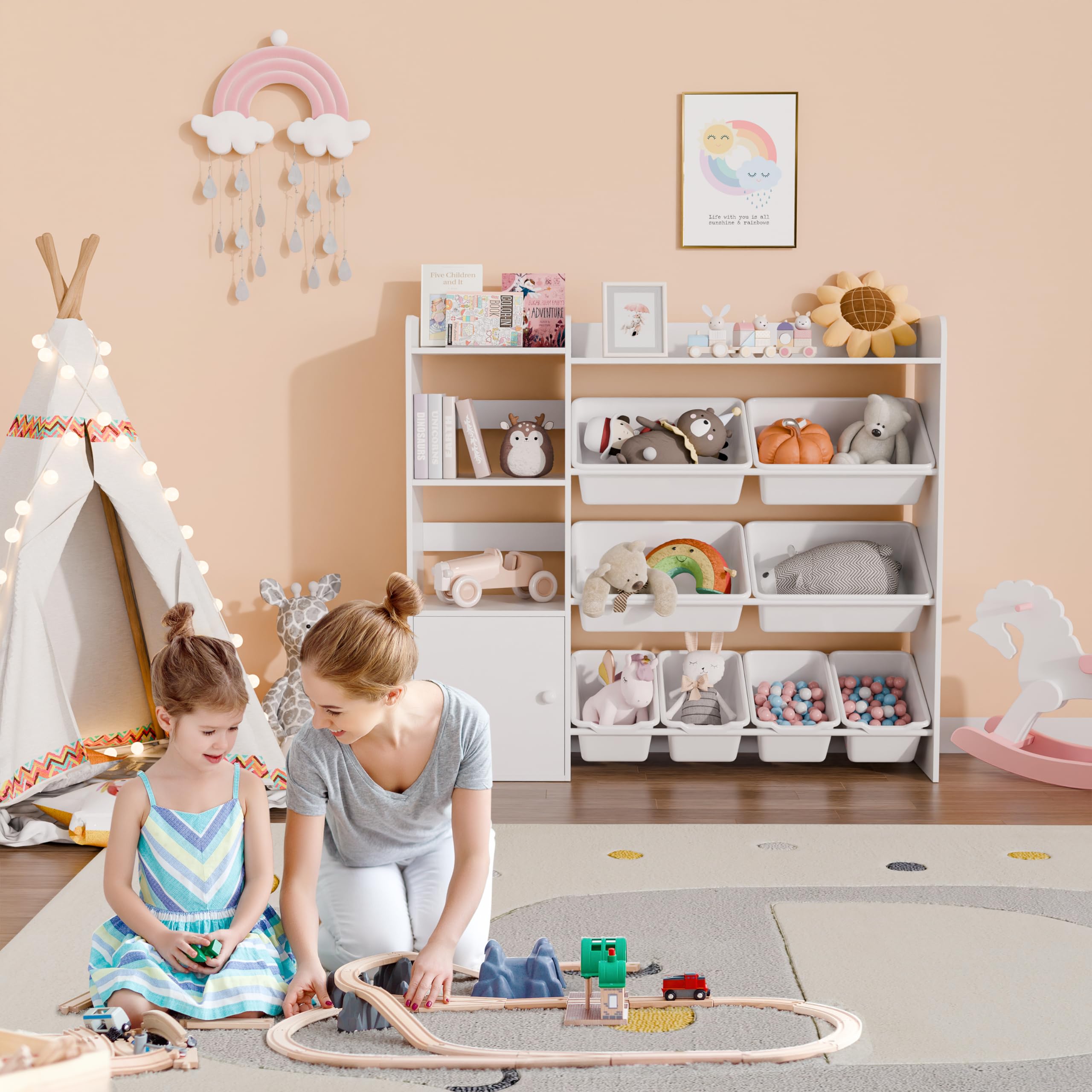 4-Tier Kids Toy Storage Organizer with Removable Bins
