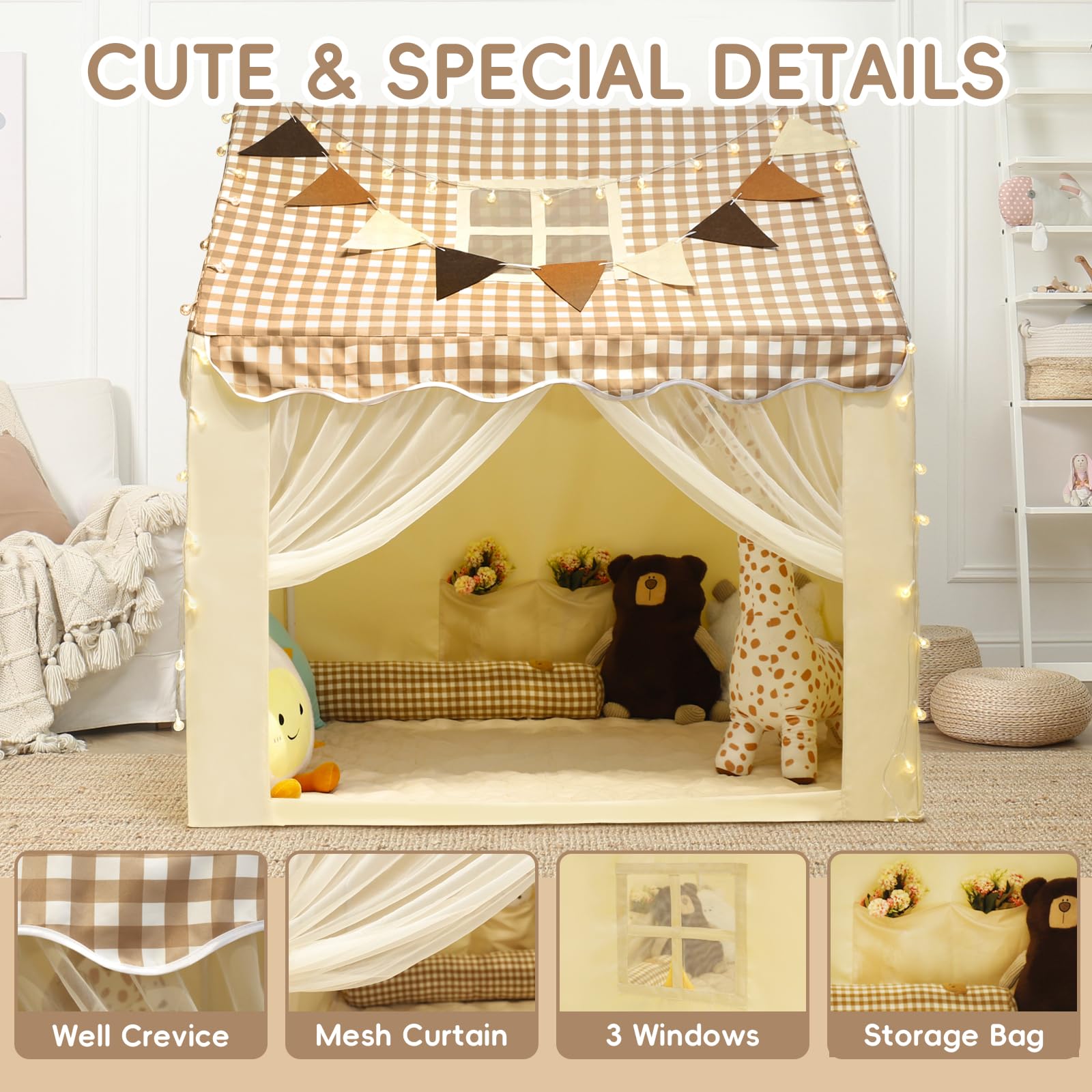Kids Play Tent Playhouse Indoor Outdoor with Star Light