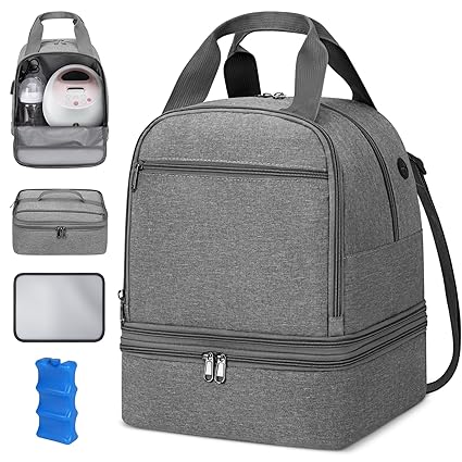 Pump Bag, Breast Pump Carrying Bags with Ice Pack & Waterproof Mat