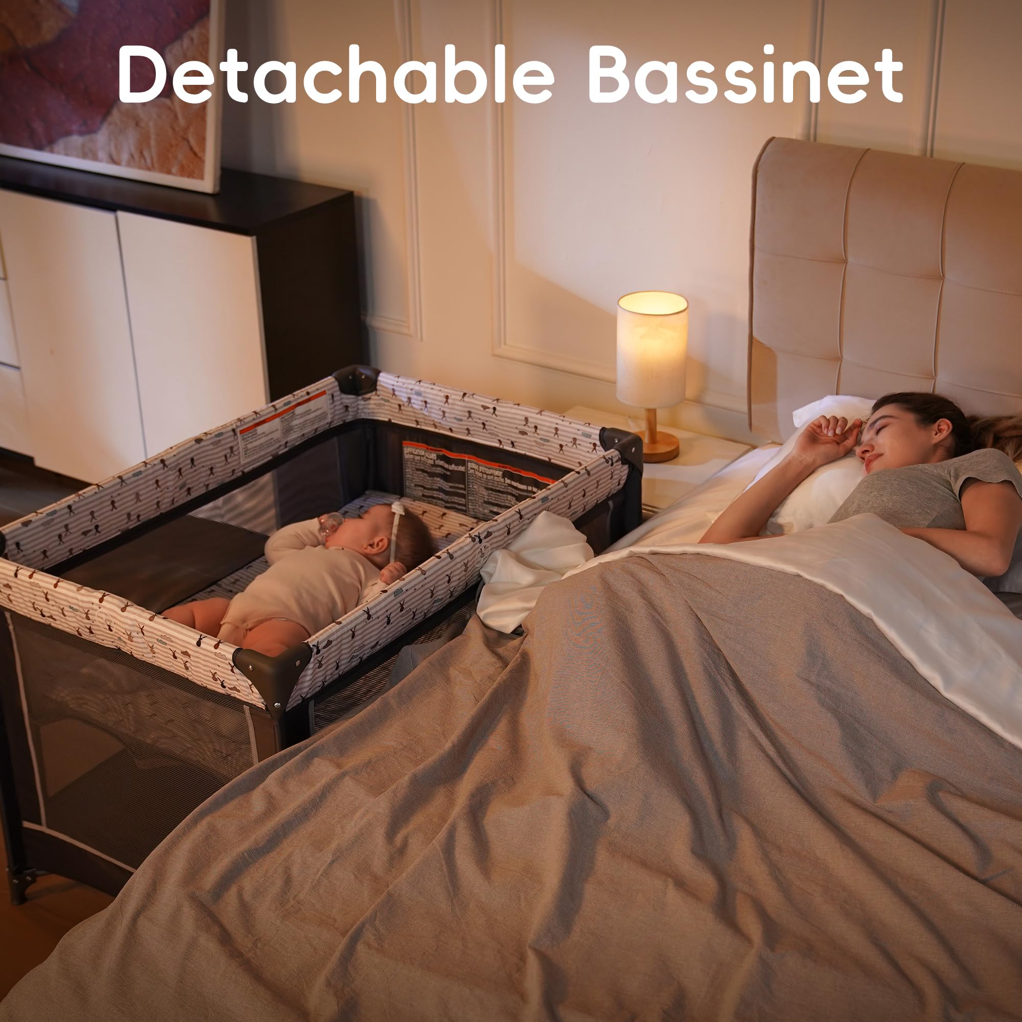 Portable Playard with Bassinet and Padded Mat