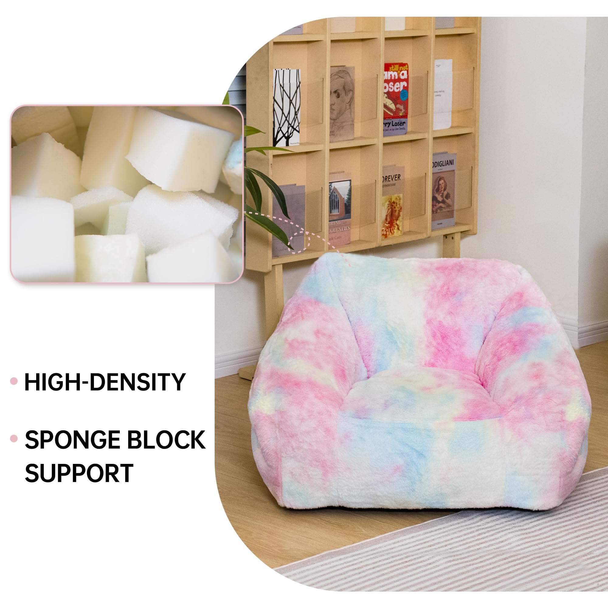 Chairs for Kids, 27" Modern Rainbow Colors Beanbag Sofa
