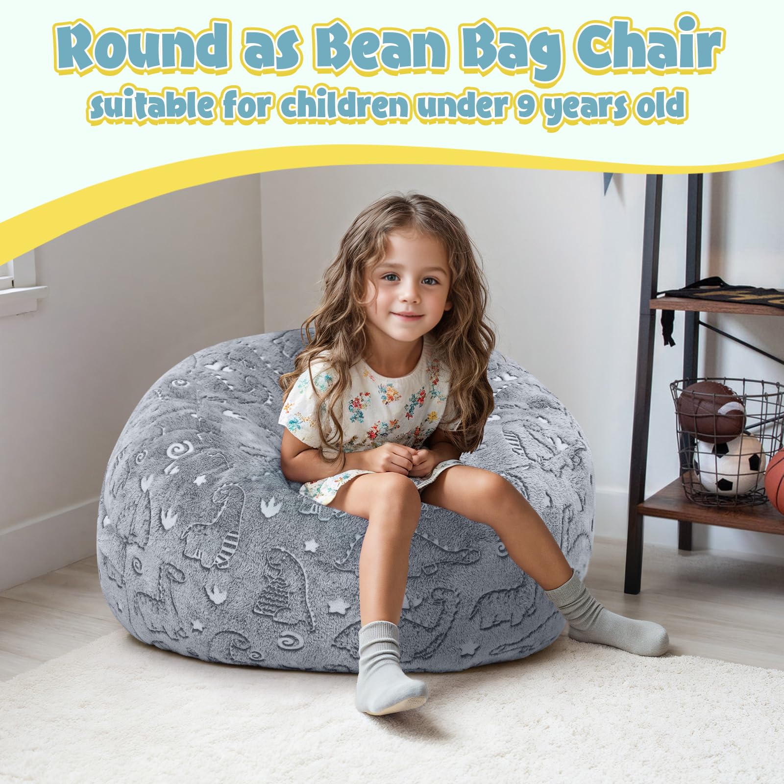 Convertible Dinosaur Bean Bag Chair for Kids