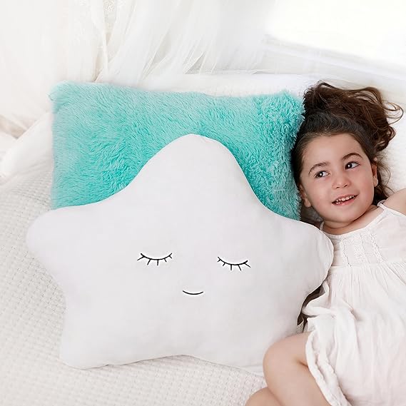Design Set of 2 Decorative Pillows, Toddler Room. Star Fluffy
