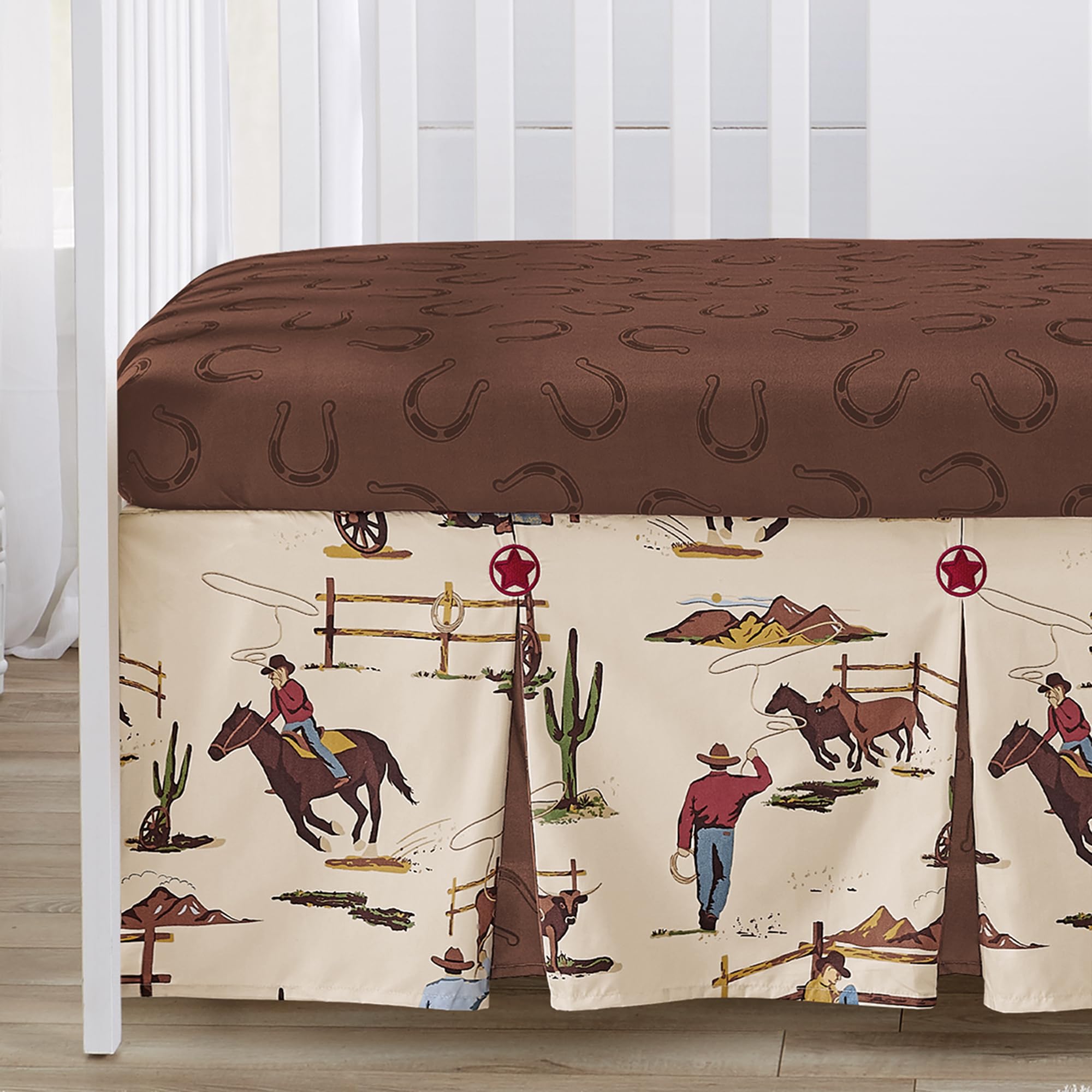 4-Piece Baby Crib Bedding Set (Western Cowboy Print) for Boys