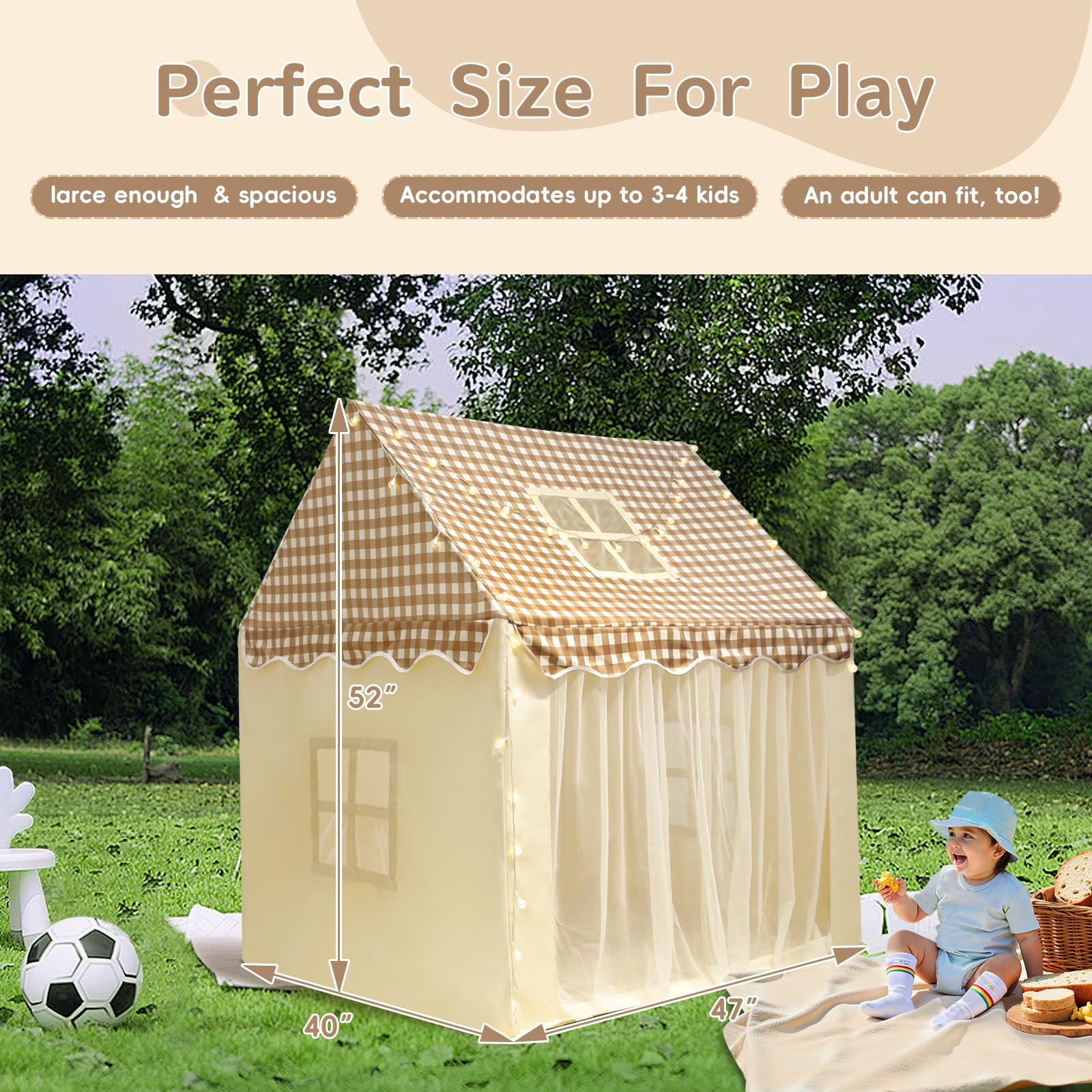Kids Play Tent Playhouse Indoor Outdoor with Star Light