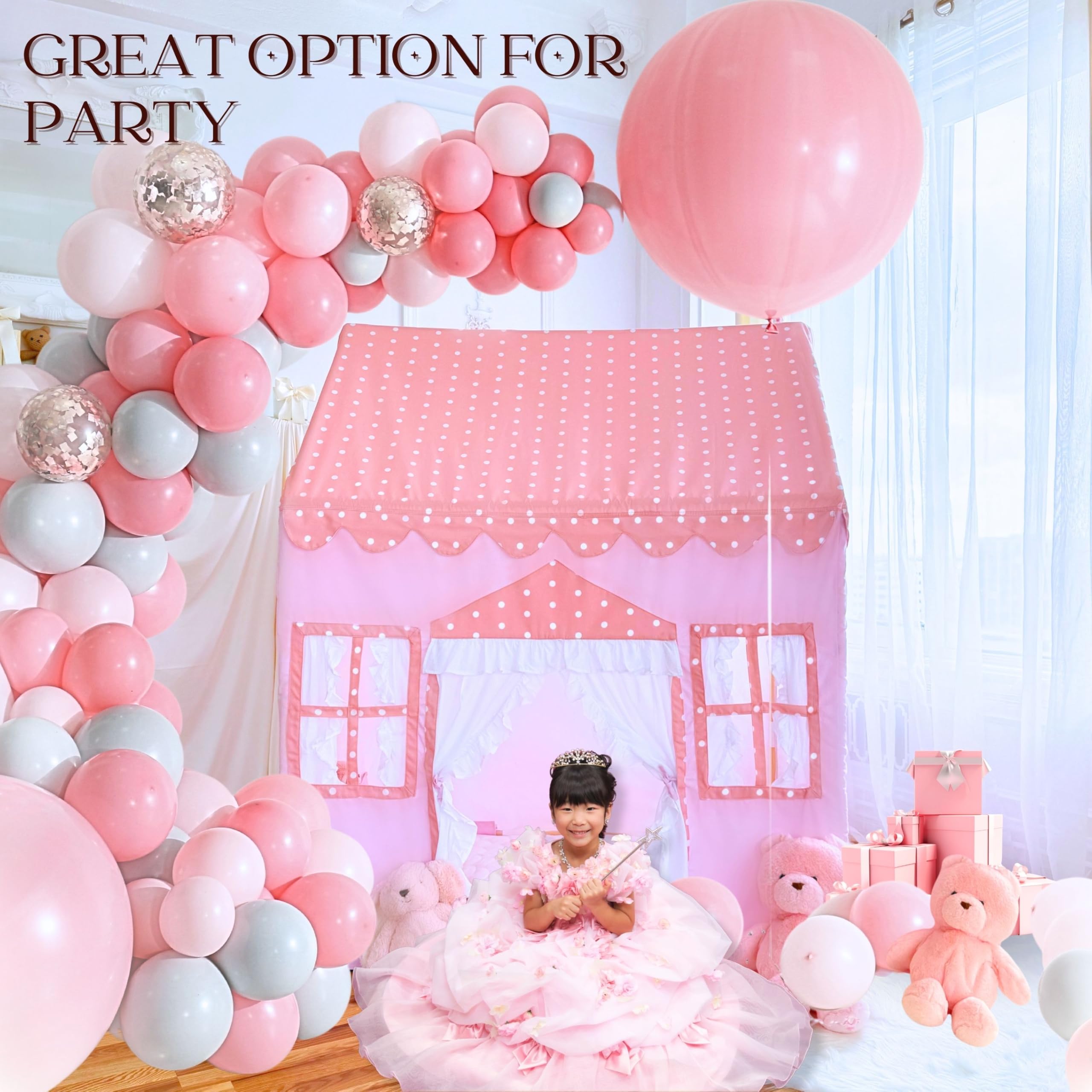 Kids Cotton Play Tent with Wooden Frame