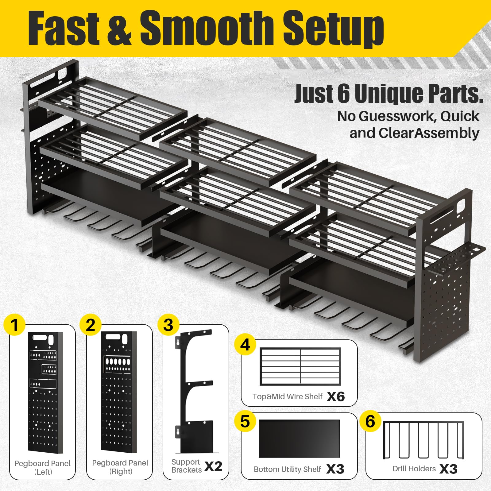 Power Tool Organizer Wall Mount - 4-Tier Heavy Duty Garage Storage Rack with Drill Holder