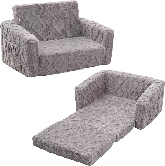 Couch for Kids – 2-in-1 Fold Out Sofa and Lounger, Soft Flannel