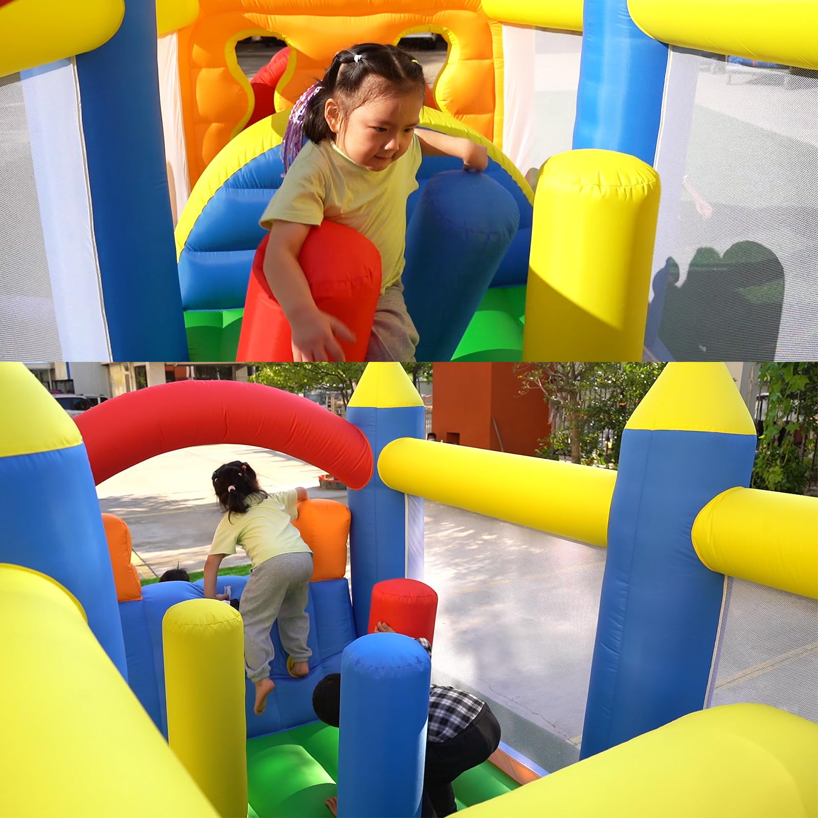Inflatable Obstacle Course Bounce House with Climbing Wall and Slide