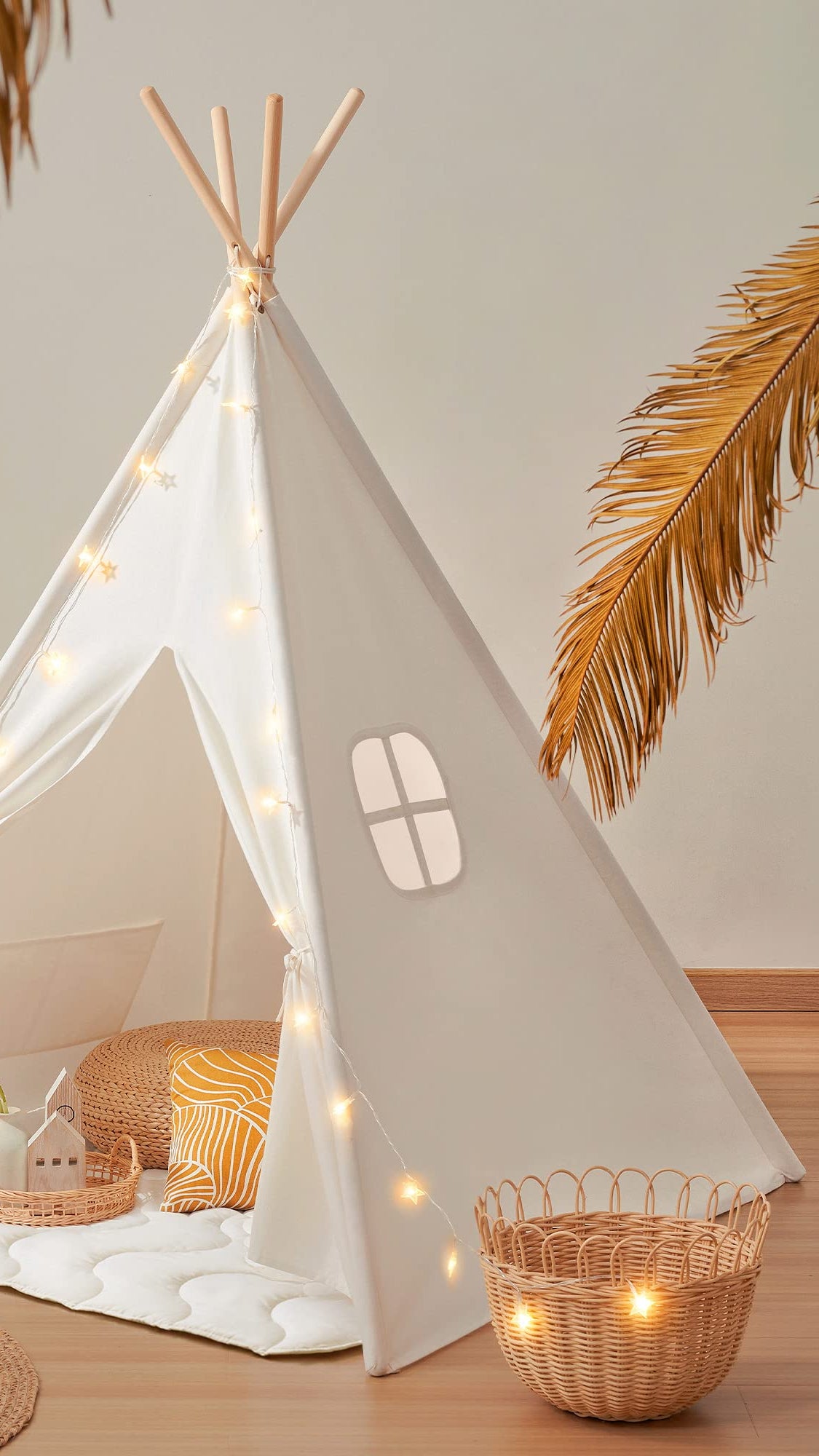 Teepee Tent for Kids – 100% Cotton Play Tent with Padded Mat