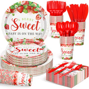 175 Pcs Strawberry Baby Shower Paper Plates Napkins Cups Gender Reveal Party Supplies