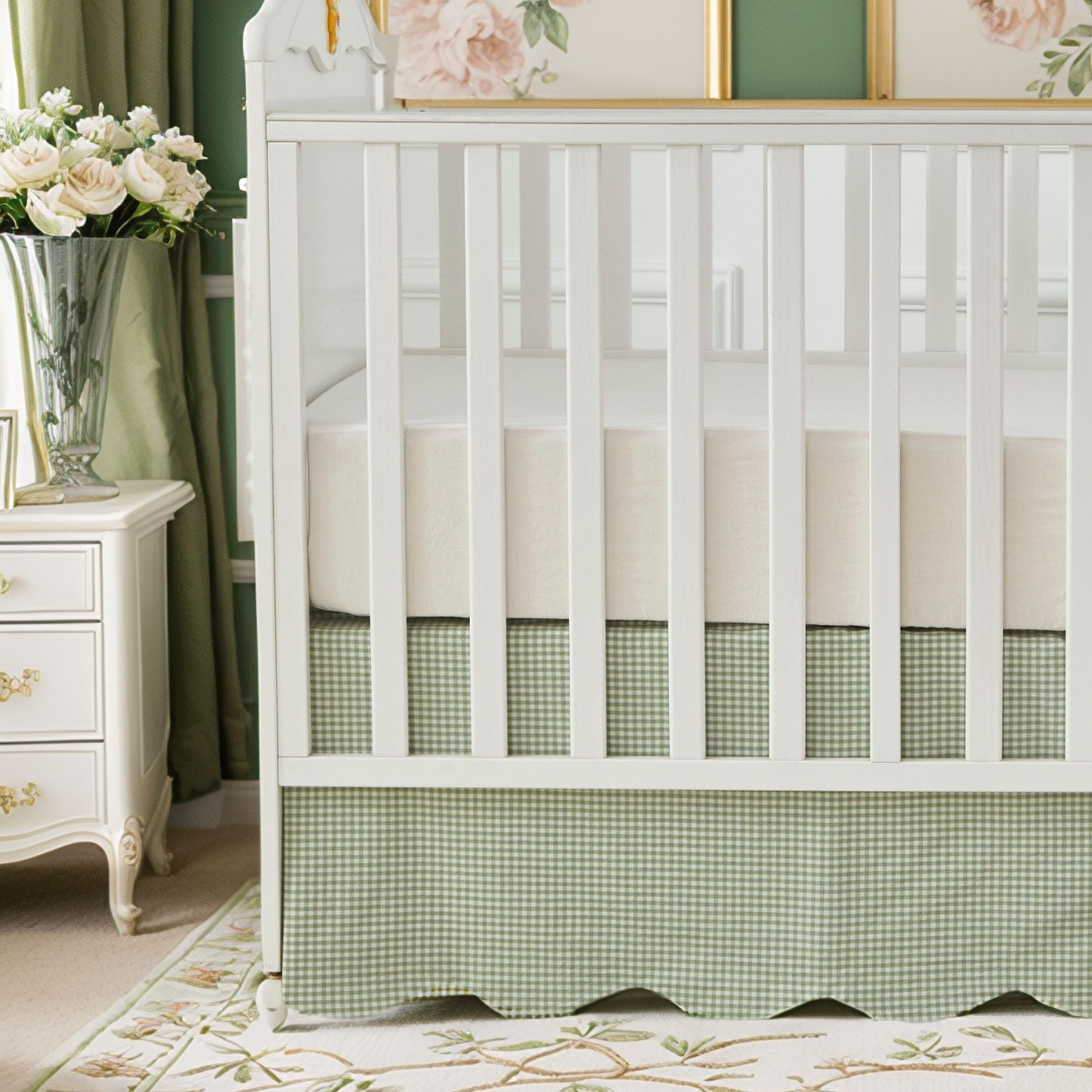 Vintage Green Toile Crib Bedding Set