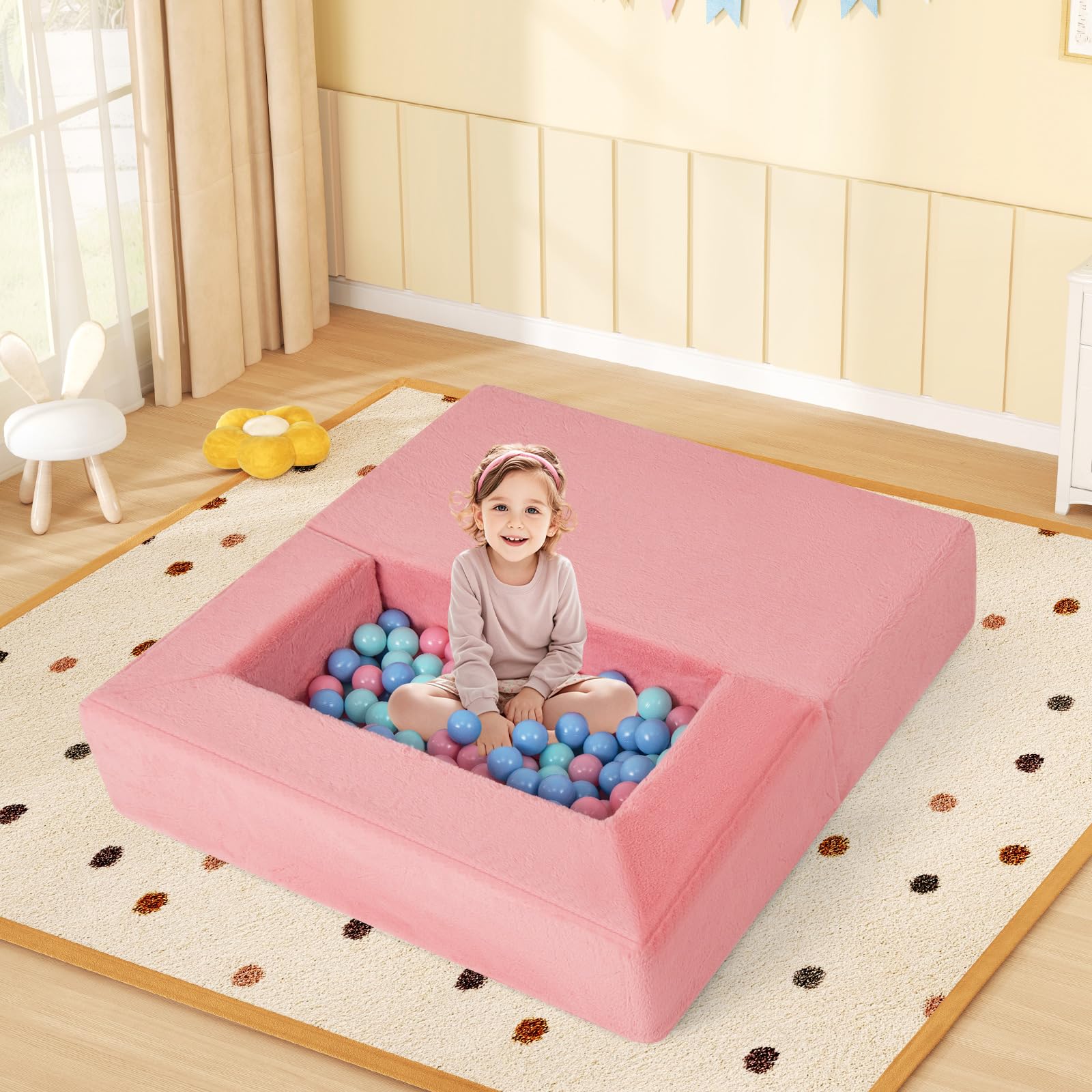 Modular Kids Play Couch, Toddler Sectional Fort Building Sofa for Playroom, Bedroom
