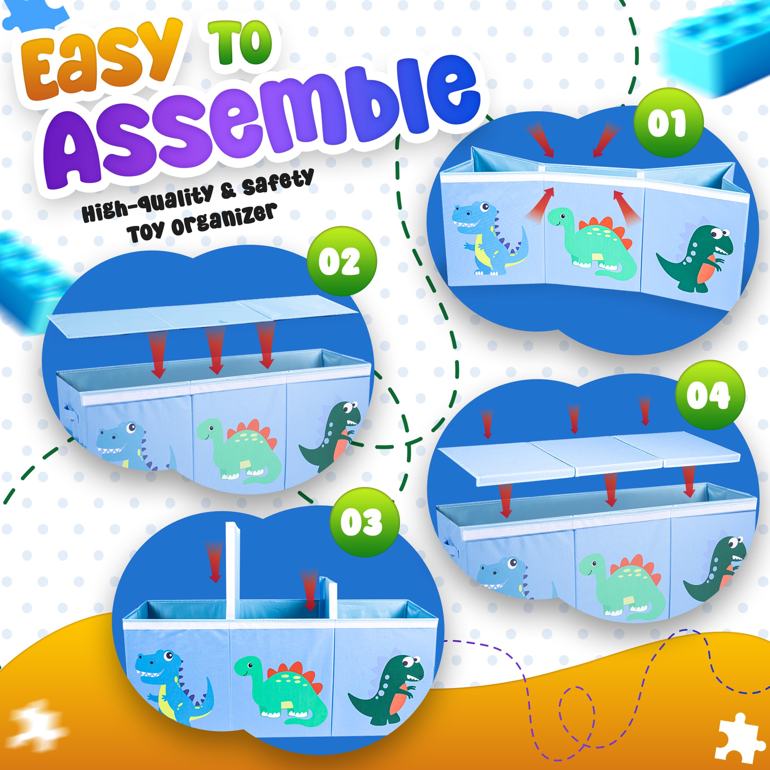 Extra Large Toy Storage Organizer with Dividers and Mesh Pockets
