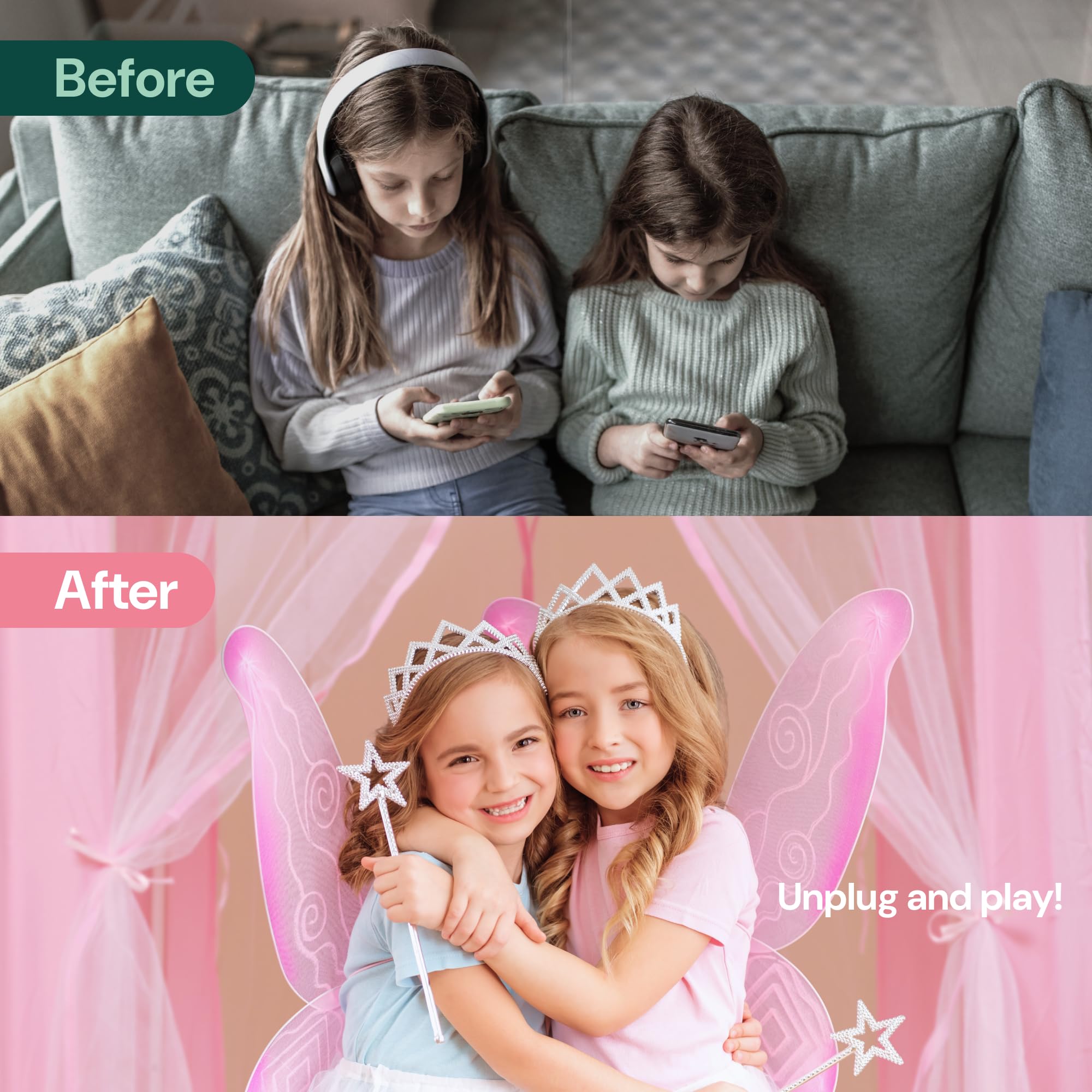 Princess Tent for Kids - 55" X 53" with Led Star Lights - Princess Toys - Toddler Play Tent Without Rug - Playhouse, Castle
