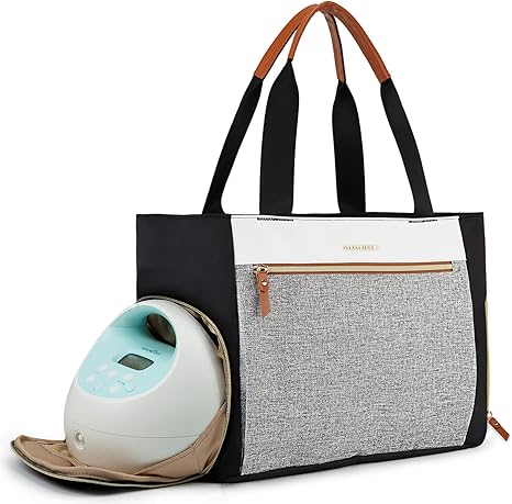 Breast Pump Bag Diaper Tote Bag with 15 Inch Laptop Sleeve Fit Most Breast Pumps
