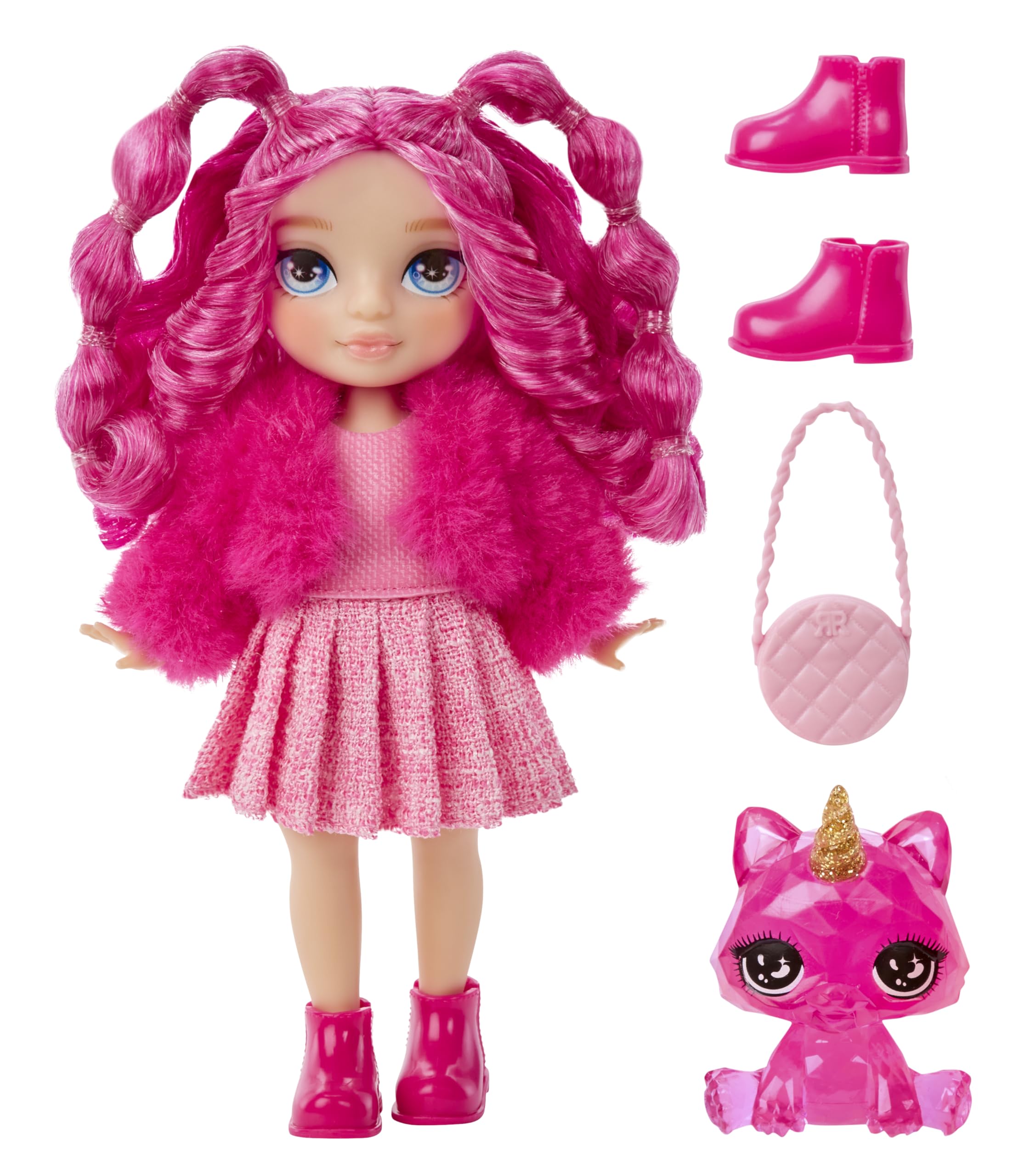 Littles – Magenta Monroe, Pink 5.5" Posable Small Doll with Purse, Magical Pet Kitty