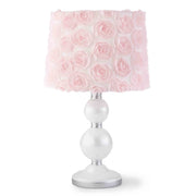 Elise Table Lamp and Shade - Spindle Base with Pink Rosette Shade