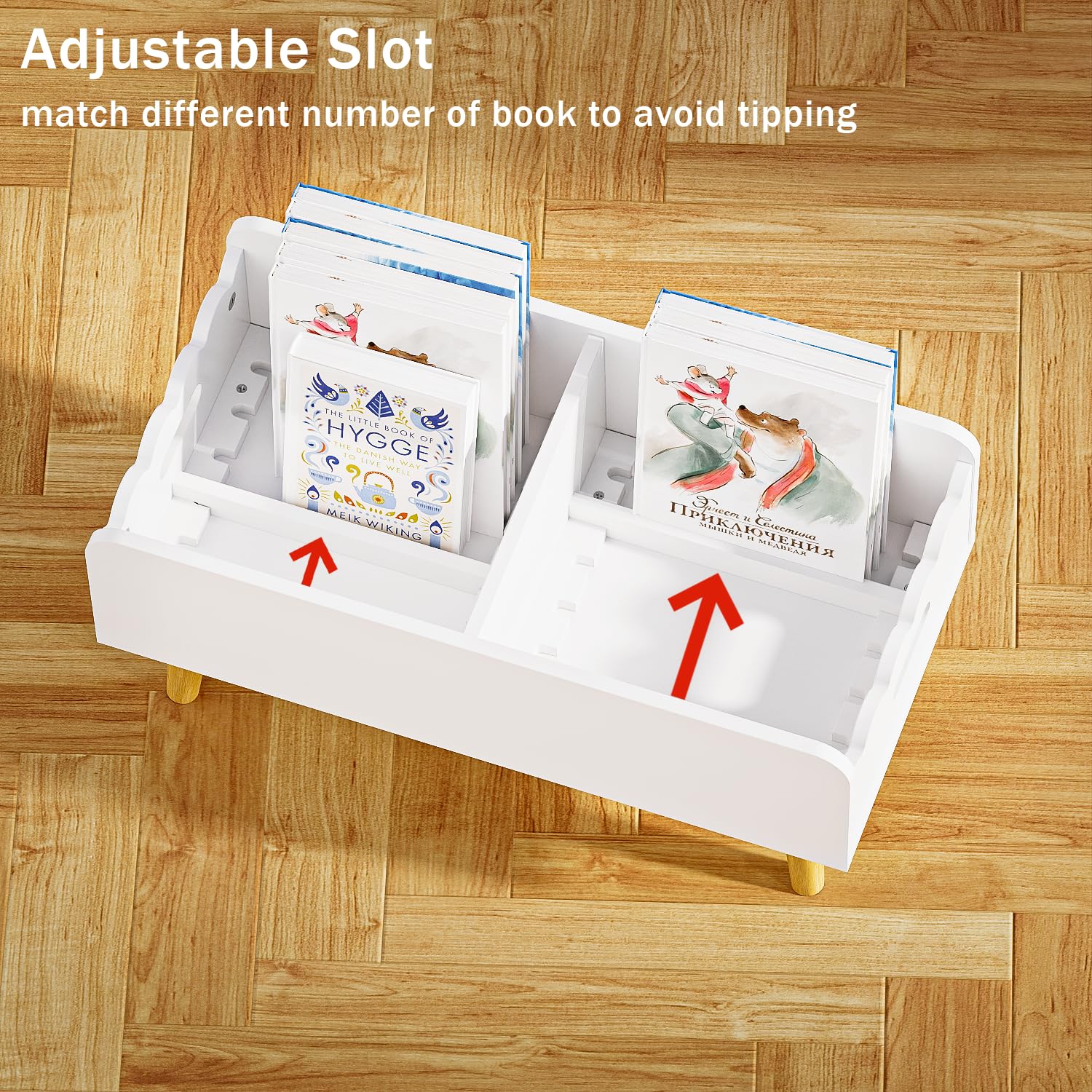 Montessori Kids Bookshelf with Toy Storage and Dividers