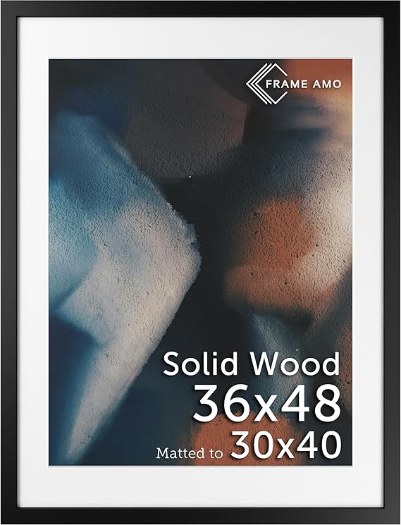 A0 33.1x46.8 Black Solid Wood Poster Frame, with 22.9x32.6 White Mat