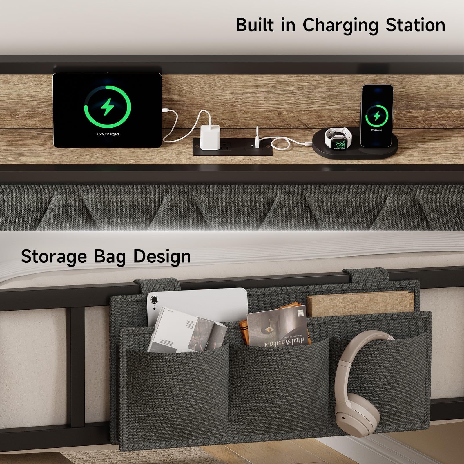 Twin Daybed with Trundle and Charging Station