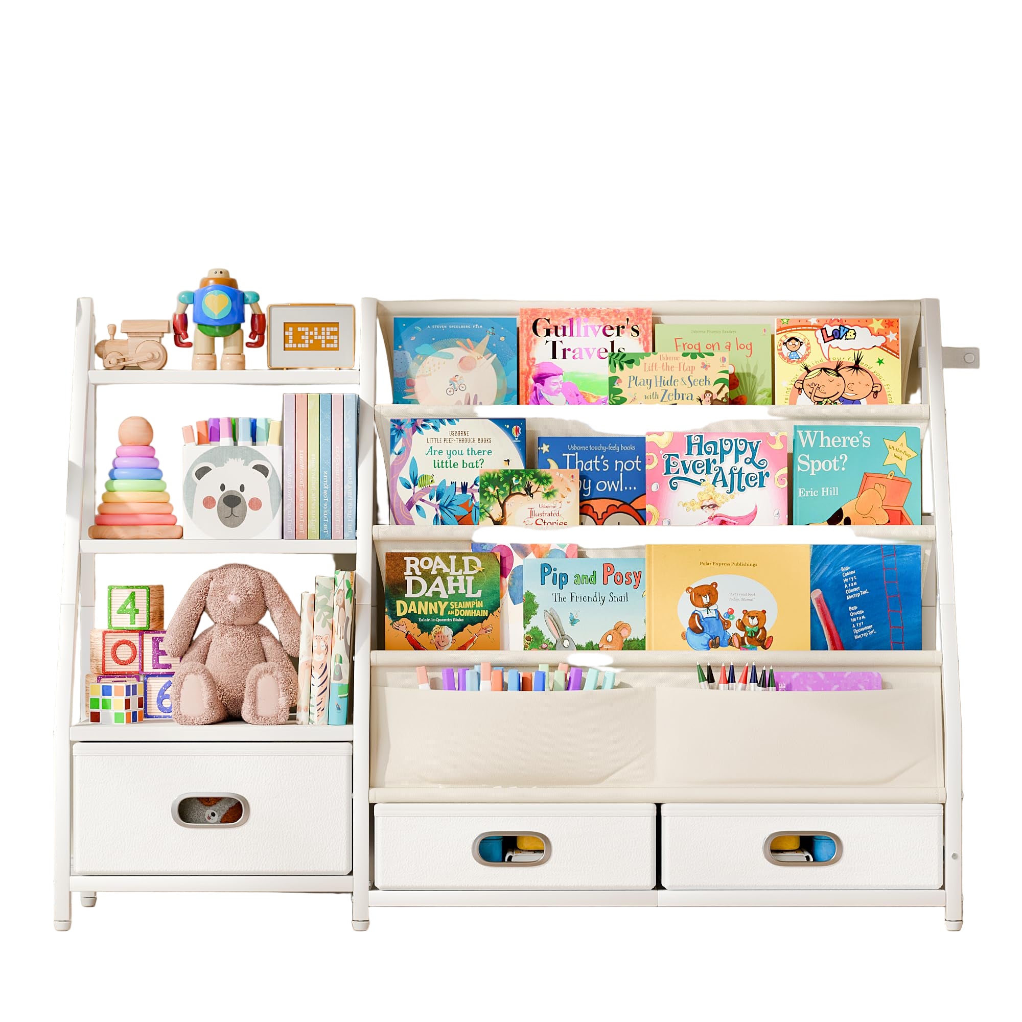 Kids Bookshelf and Toy Storage - 3 Tier Toddler Book Shelf for Kids Rooms