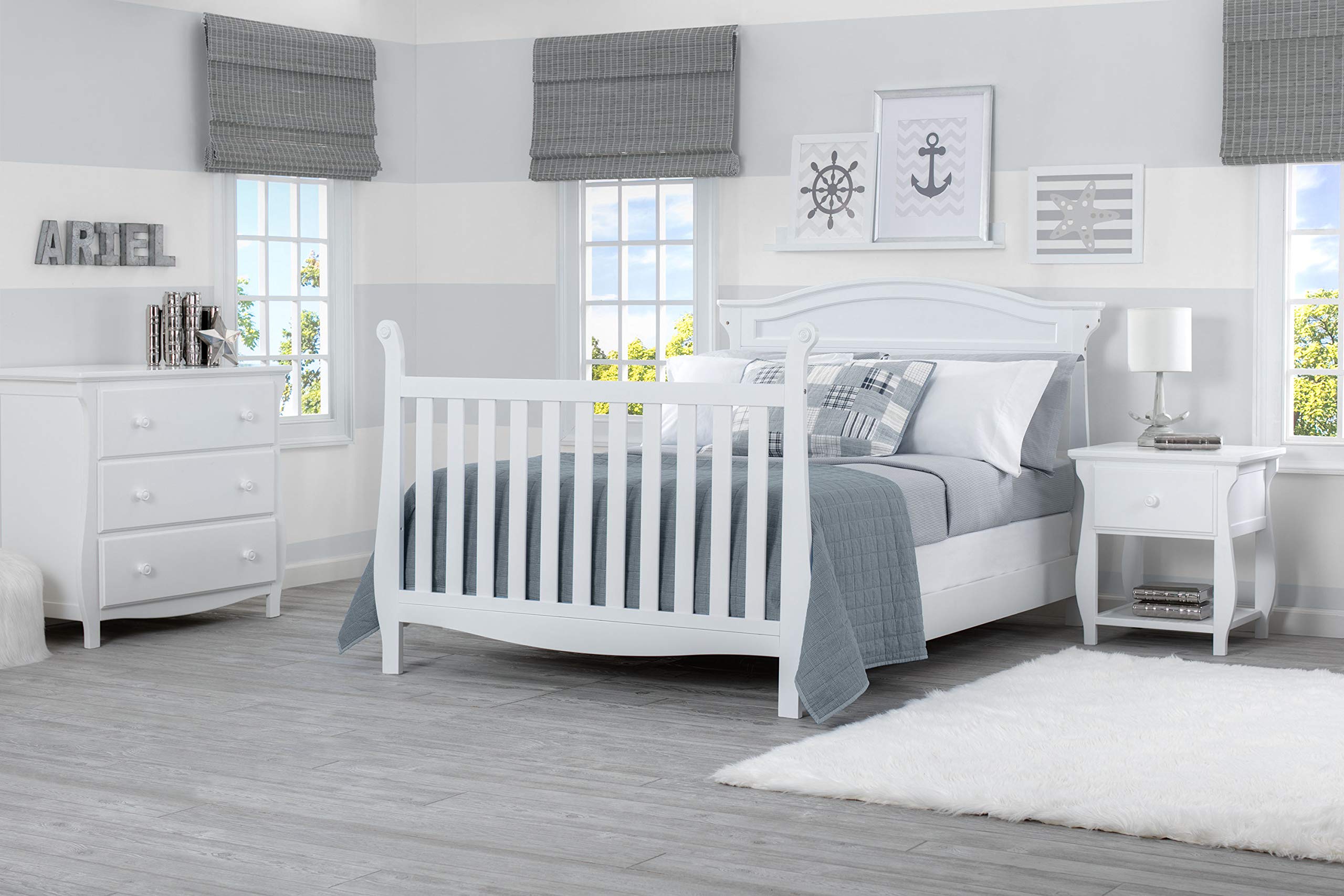 Delta Children Lancaster 4-in-1 Convertible Baby Crib, Bianca White
