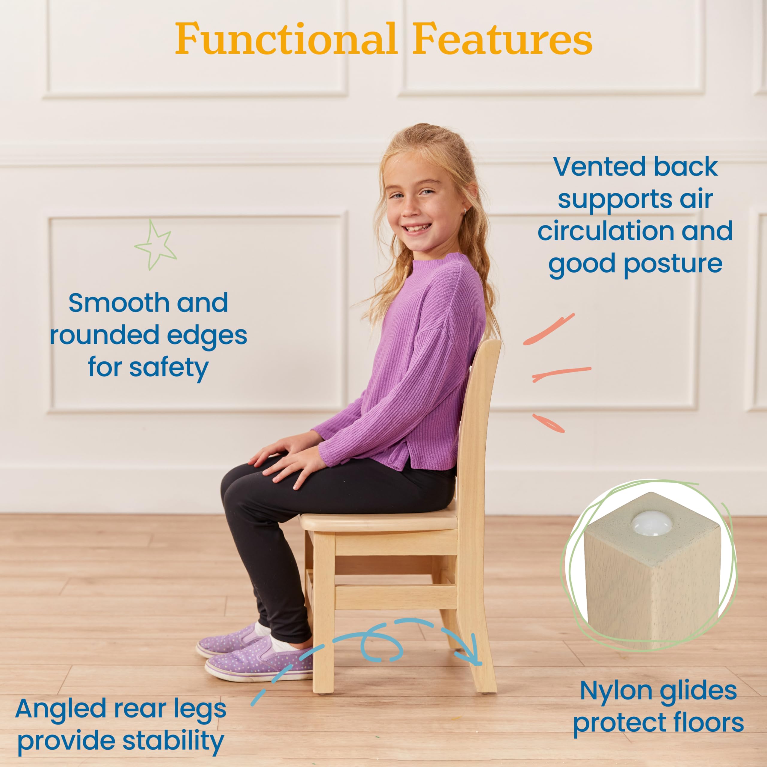 Rectangular Hardwood Table and Chair Set for Kids