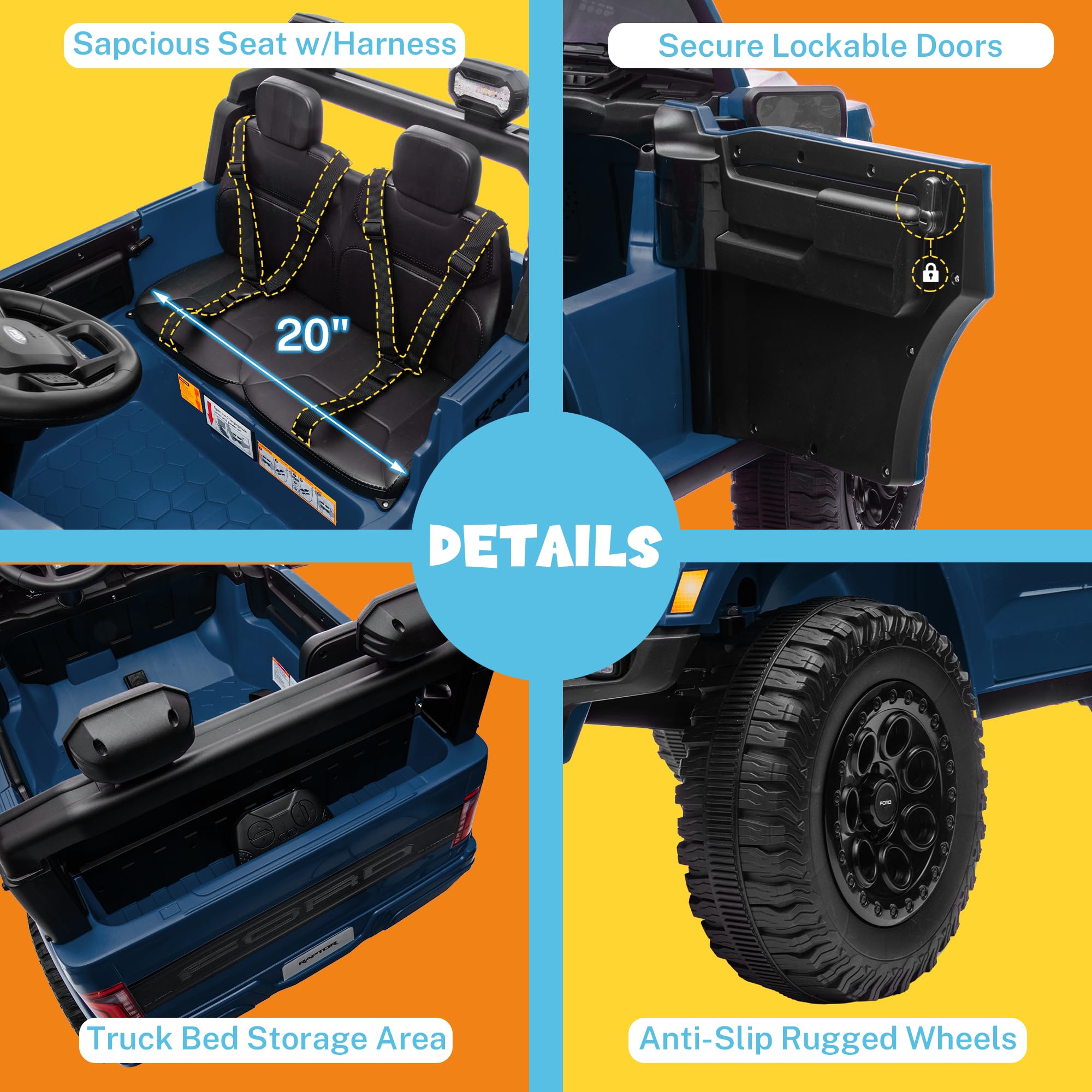 24V Licensed Ford F-150 Raptor Kids Ride-On Truck