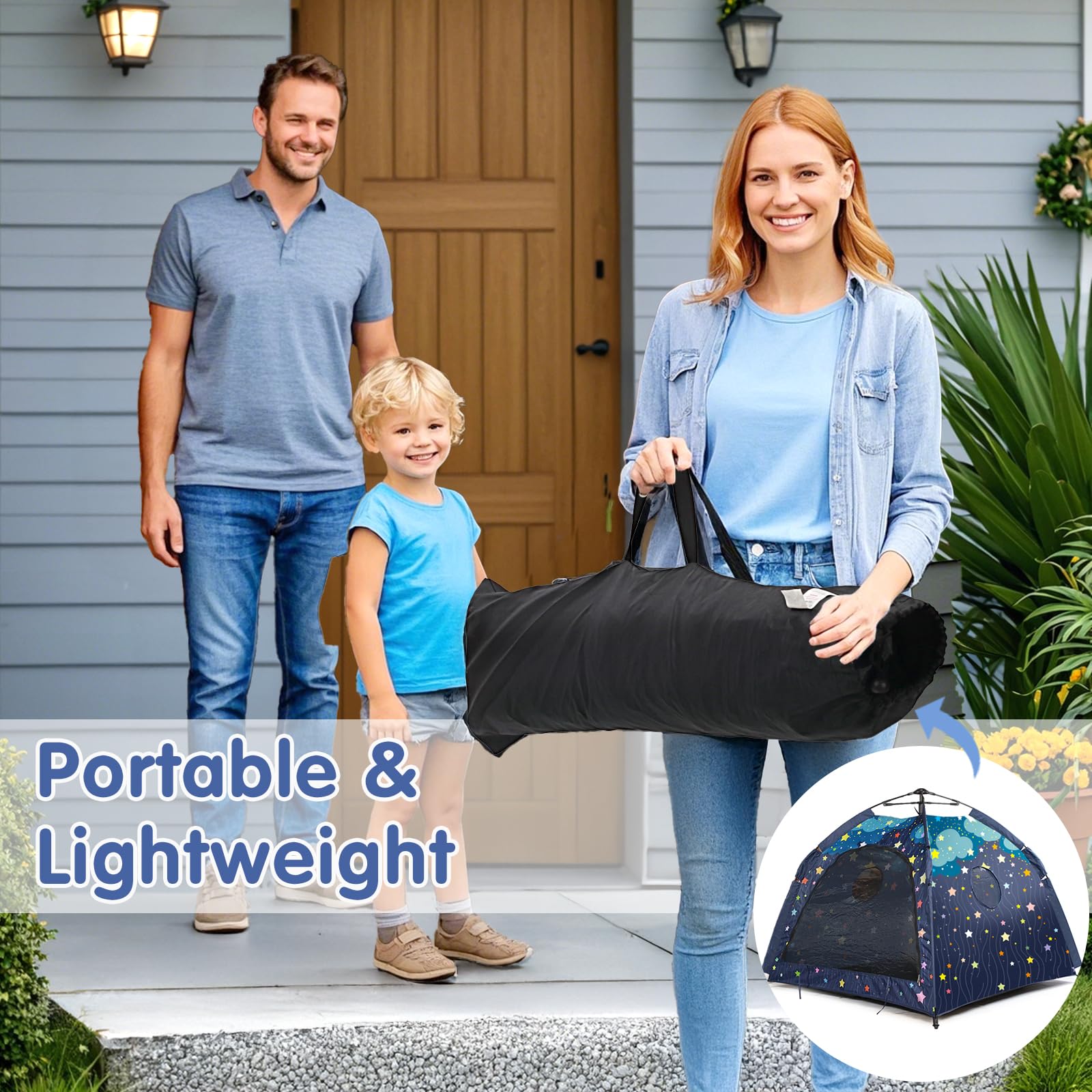 Kids Play Tent with String Lights for Indoor Outdoor Use