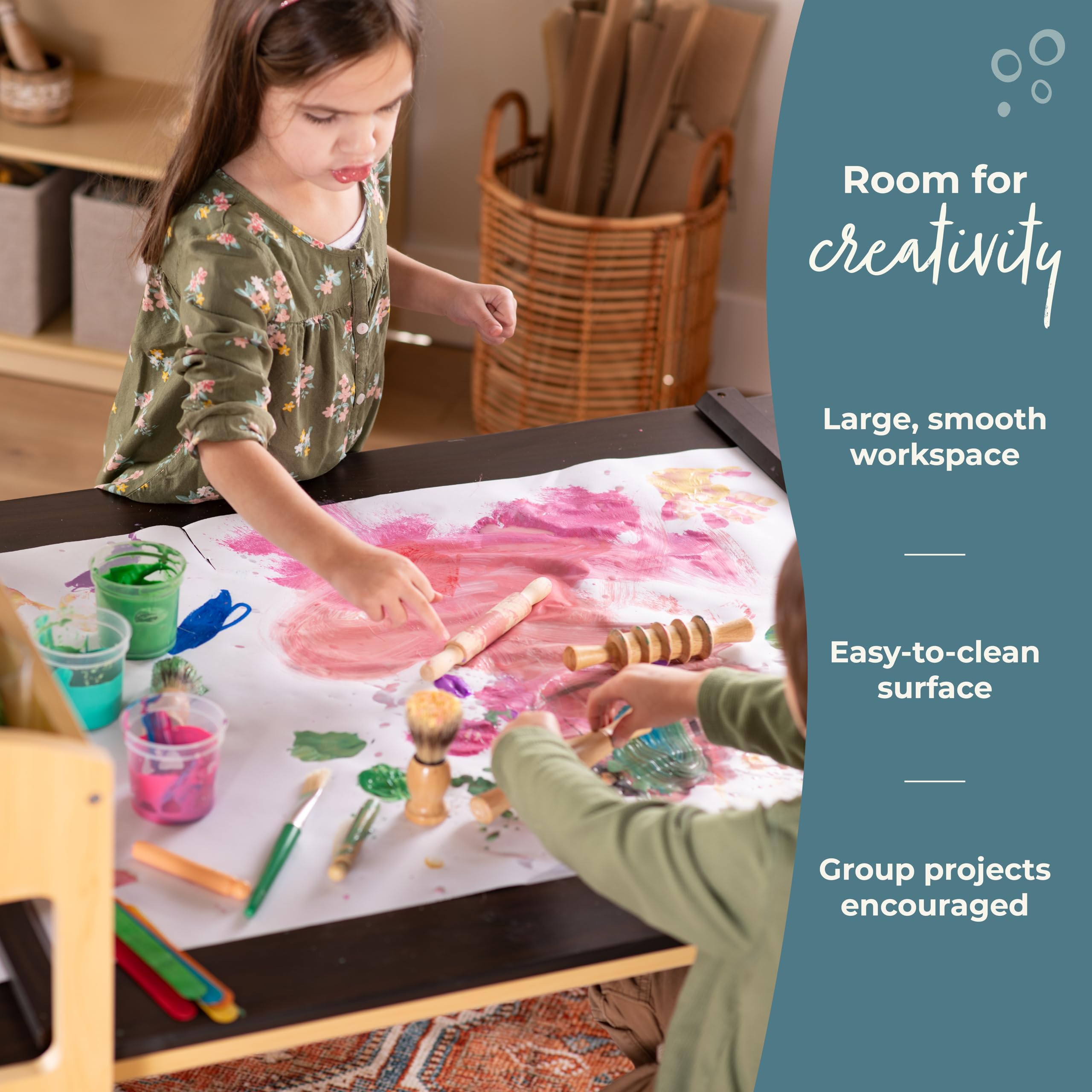 Kids Art Table and Chairs Set with Storage