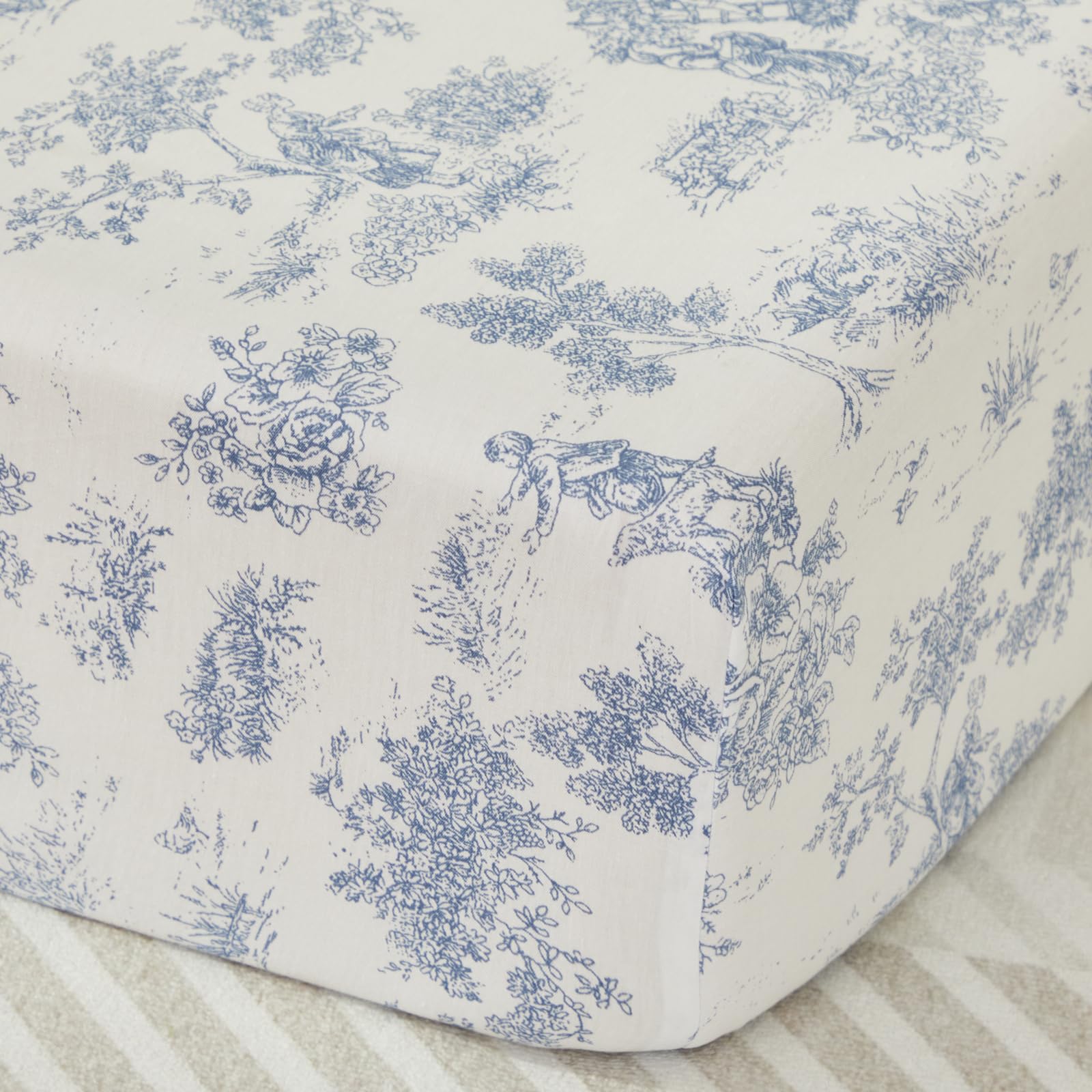 French Country Toile Crib Bedding Set - 3 Piece Organic Cotton