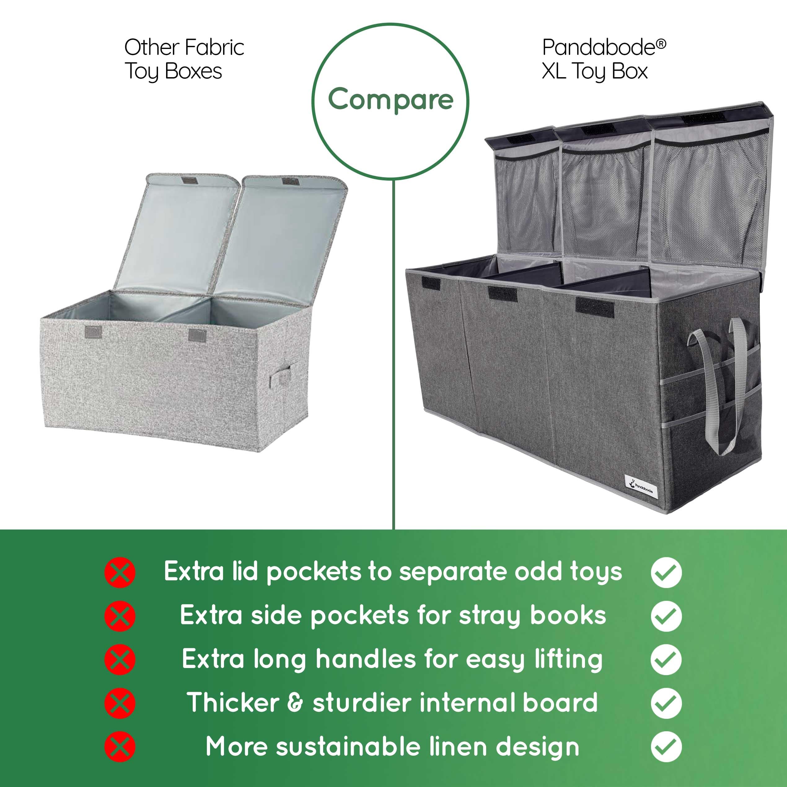 Extra Large Collapsible Toy Storage Chest with Pockets