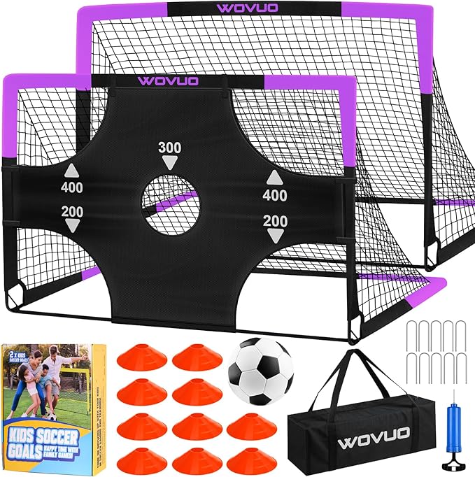 Kids Soccer Goals for Backyard Set of 2, 6x4 ft Portable Toddler Soccer Goal Training