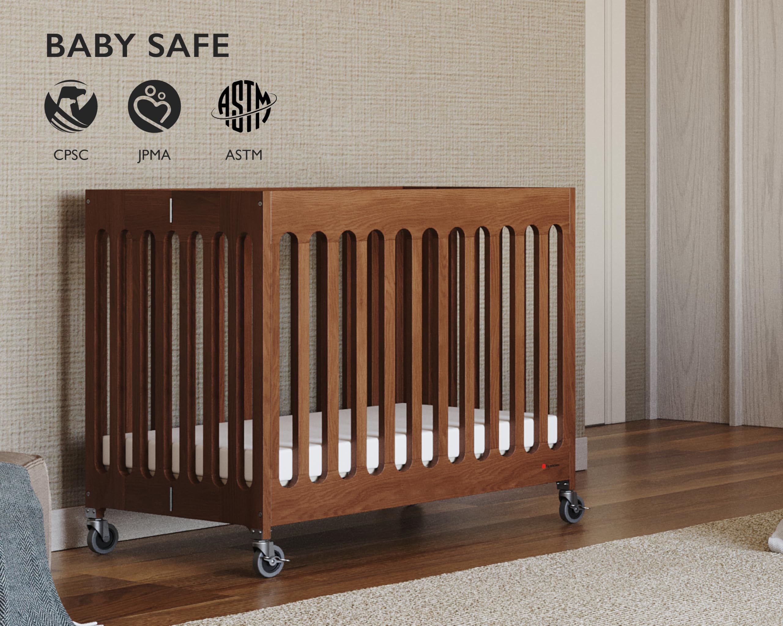 Portable Folding Mini Crib with Foam Mattress