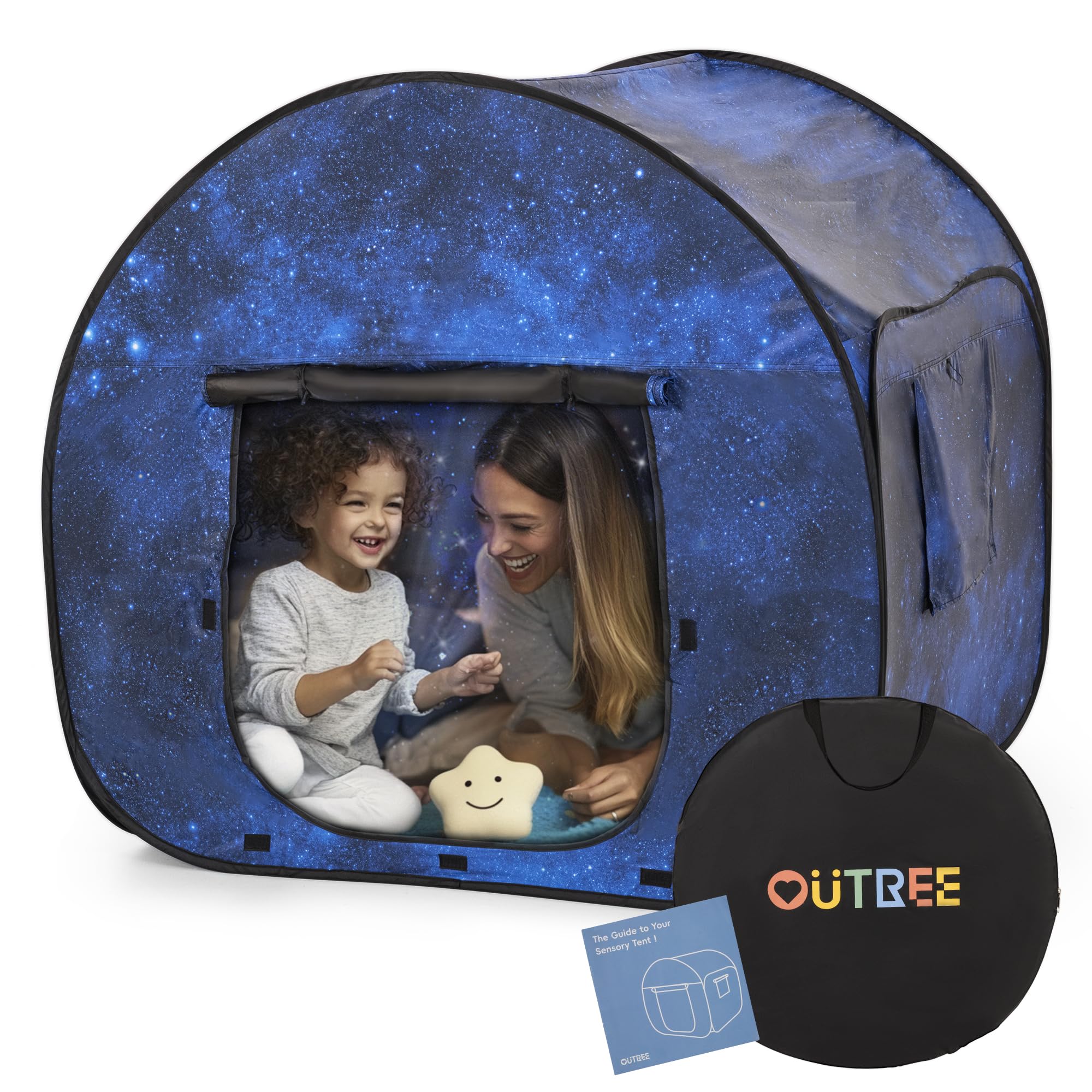 OUTREE Sensory Tent 47 * 47 * 47 in，Starry Night Print,Sensory Tent for Kids with Autism, pop up Play Tent
