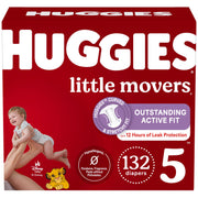 Size 5 Diapers, Little Movers Baby Diapers, Size 5 (27+ lbs)