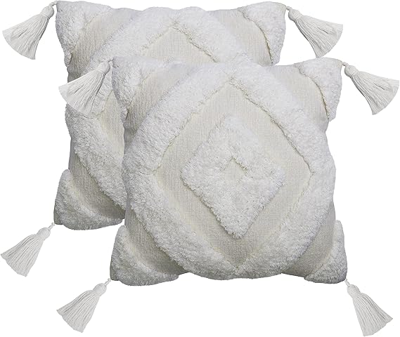 Indoor Square Toss Pillow 18"x18", Faux Fur Grey Pack of 2 Pillows