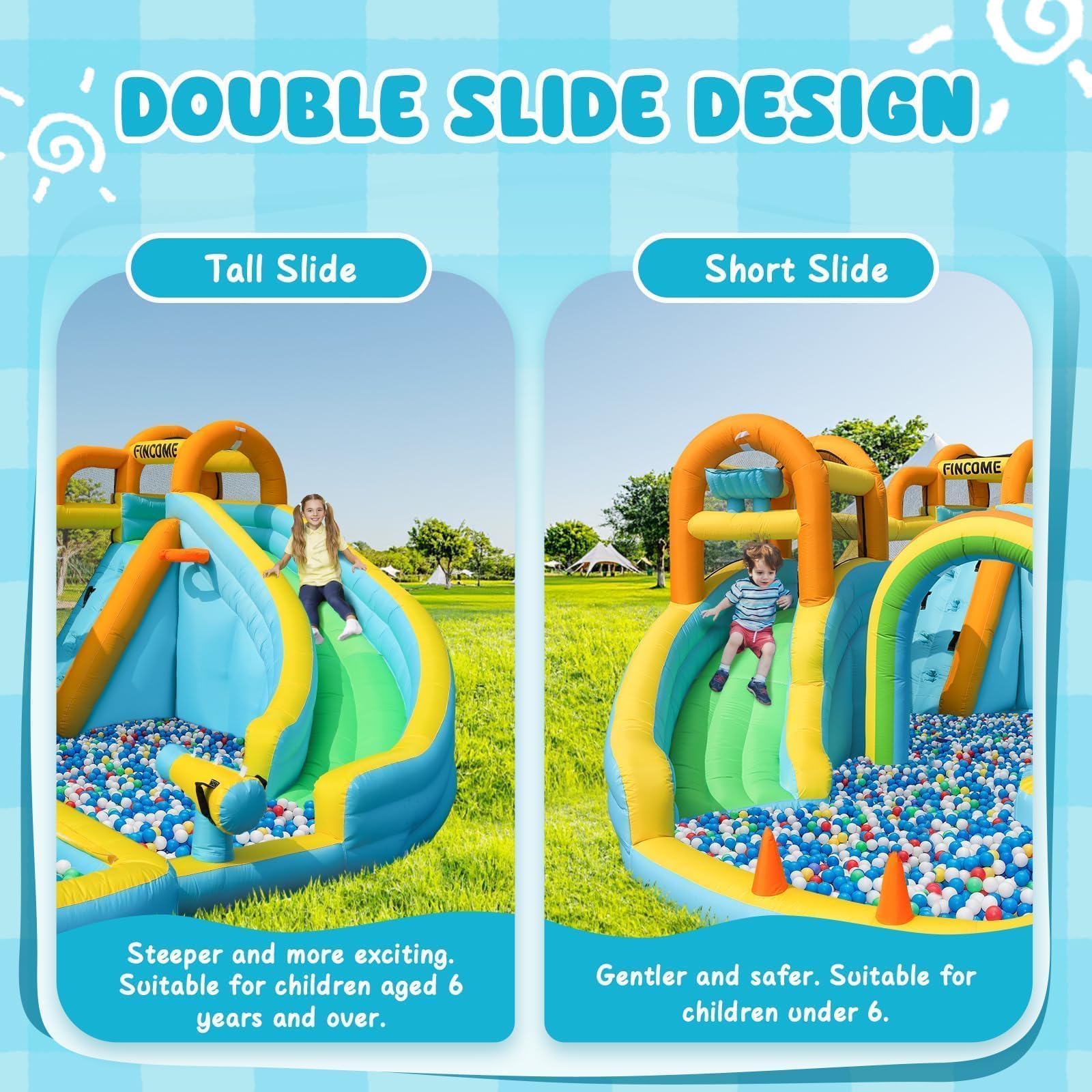 Inflatable Water Slide Bounce House with Dual Slides