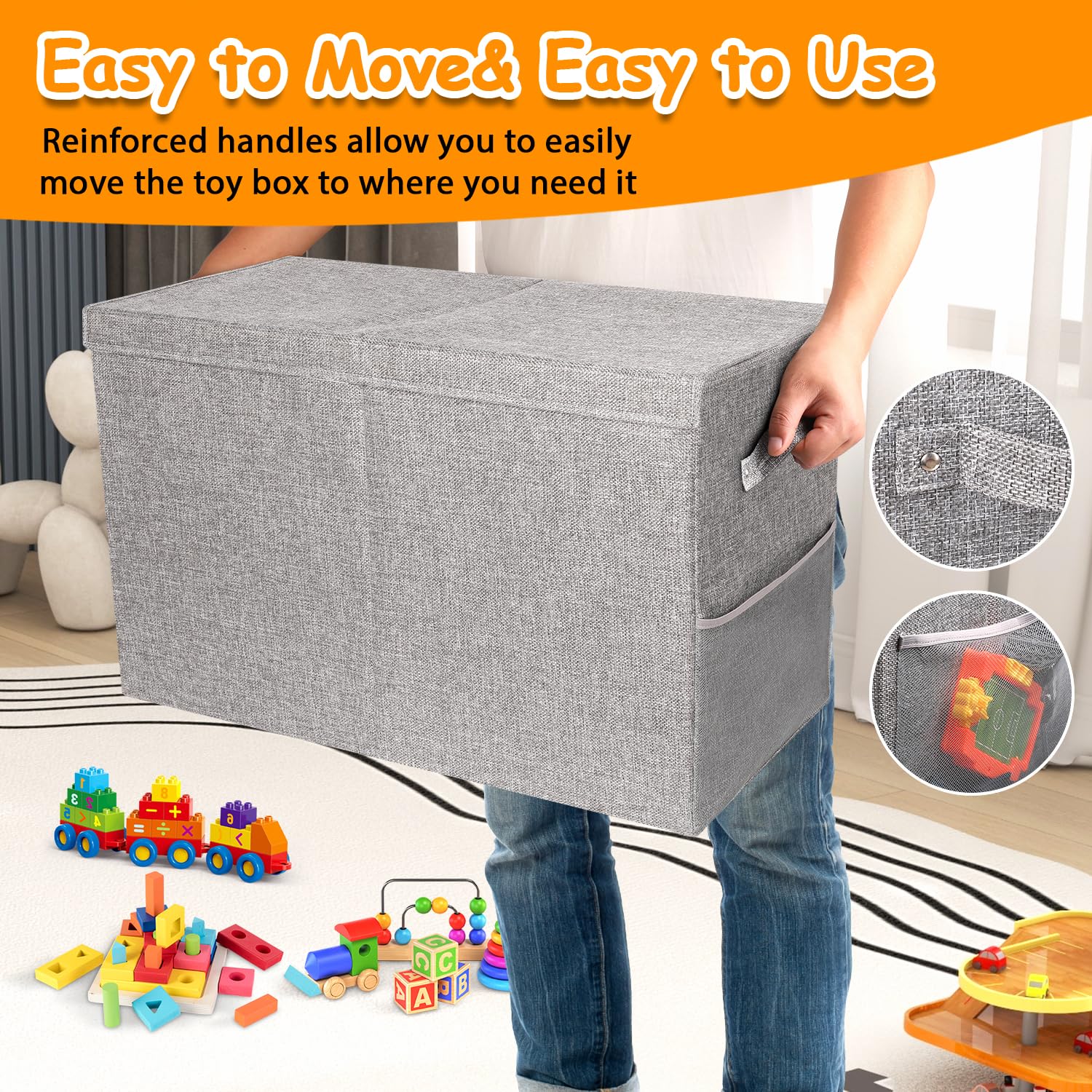 Large Toy Storage Box with Lid for Kids