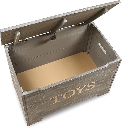 Farmhouse Solid Wood Toy Box - Rustic Storage Chest with Reversible