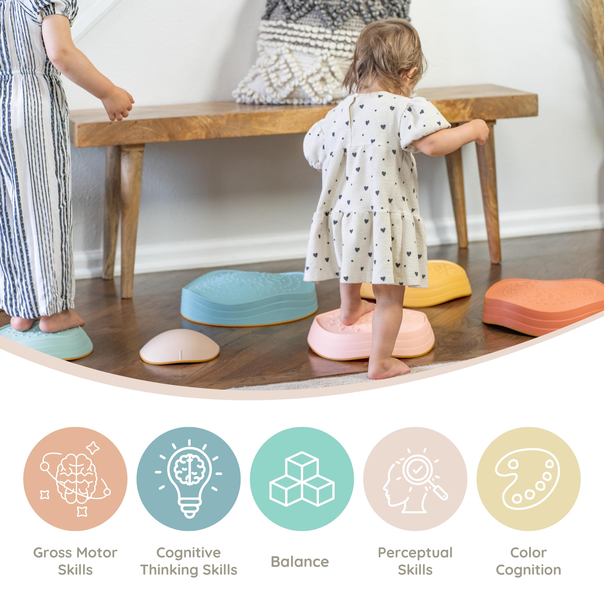 Balance Stepping Stones for Kids - Set of 6 Sensory Obstacle Course