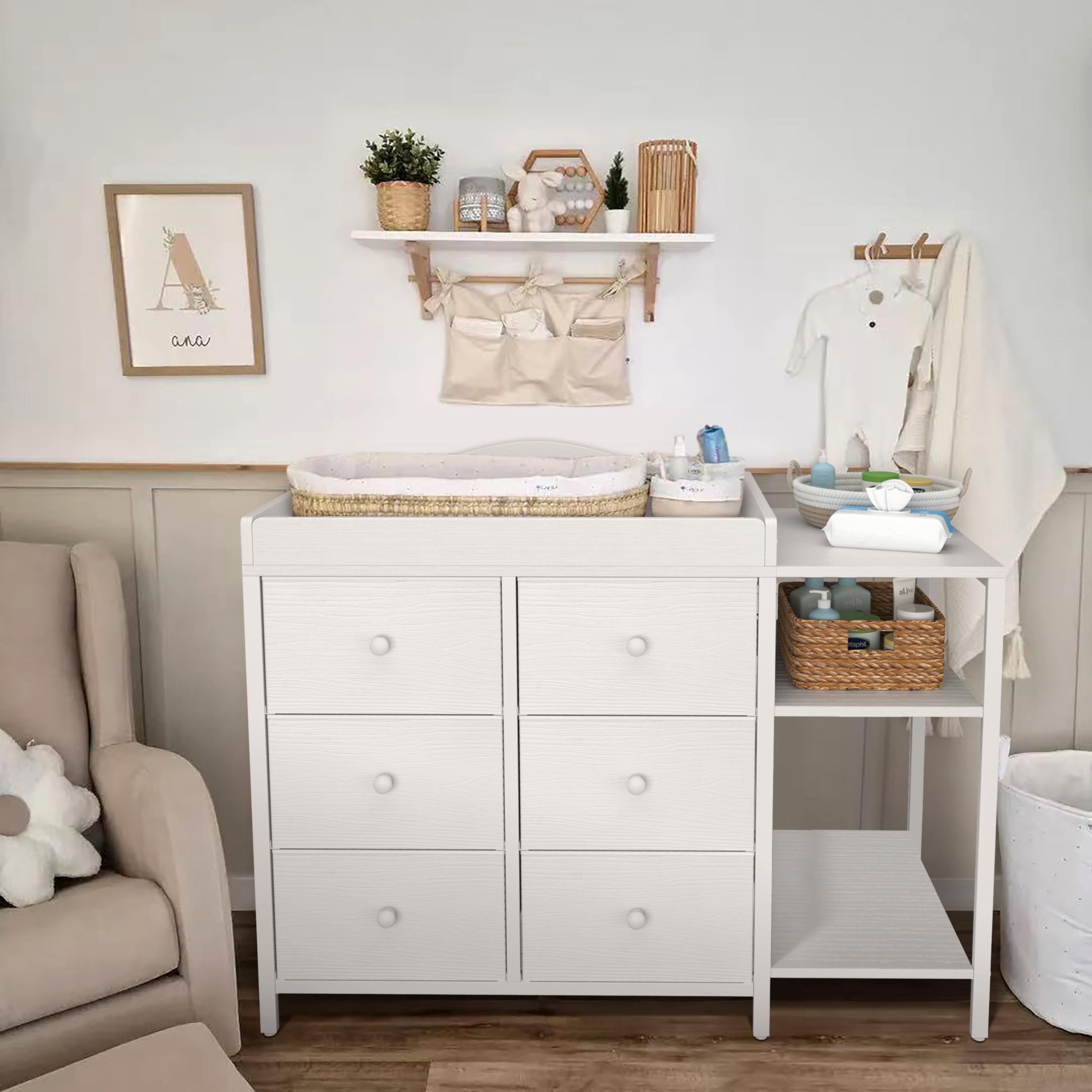 Dresser with Changing Table Top, White Changing Table Dresser