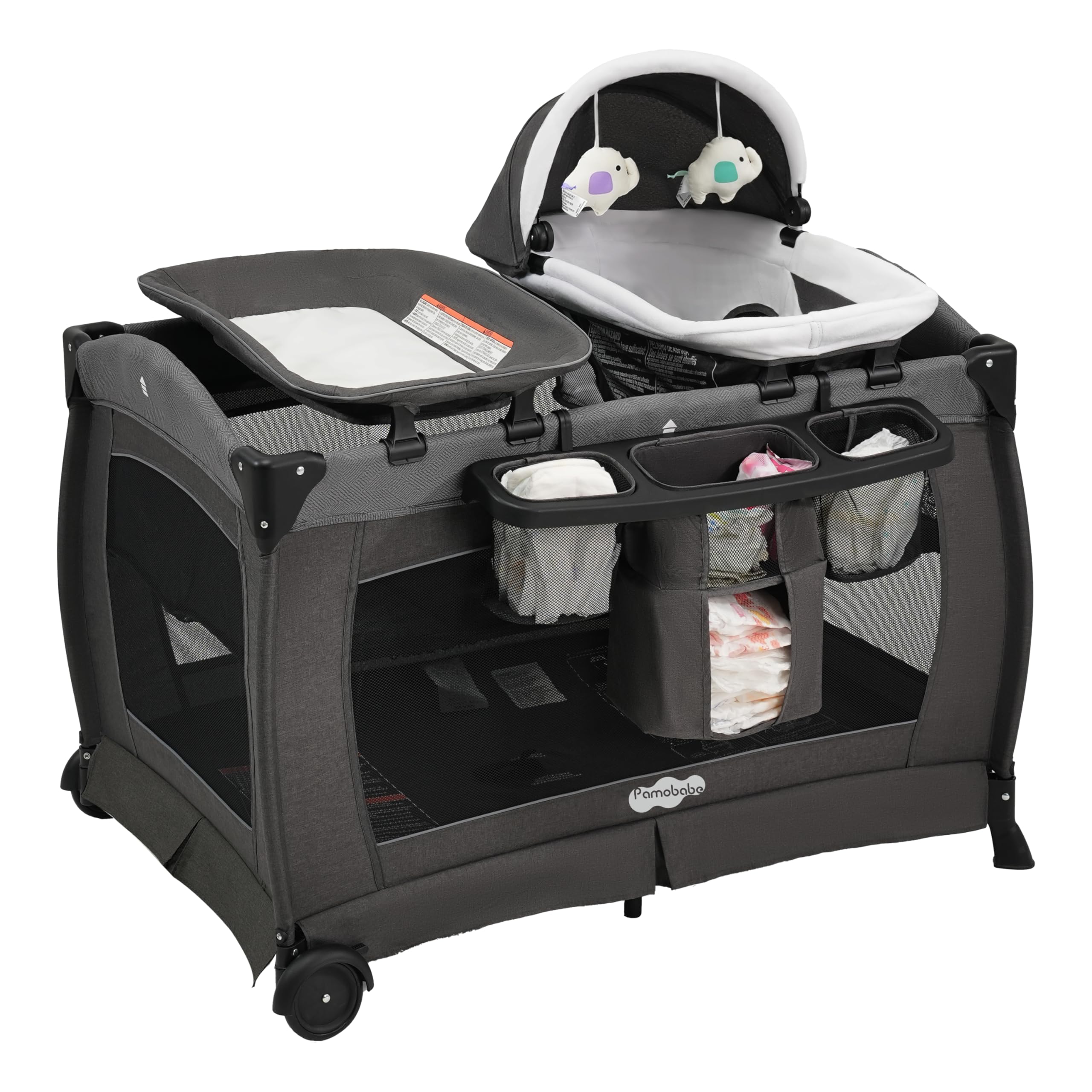 4-in-1 Portable Baby Playard with Bassinet and Changing Table