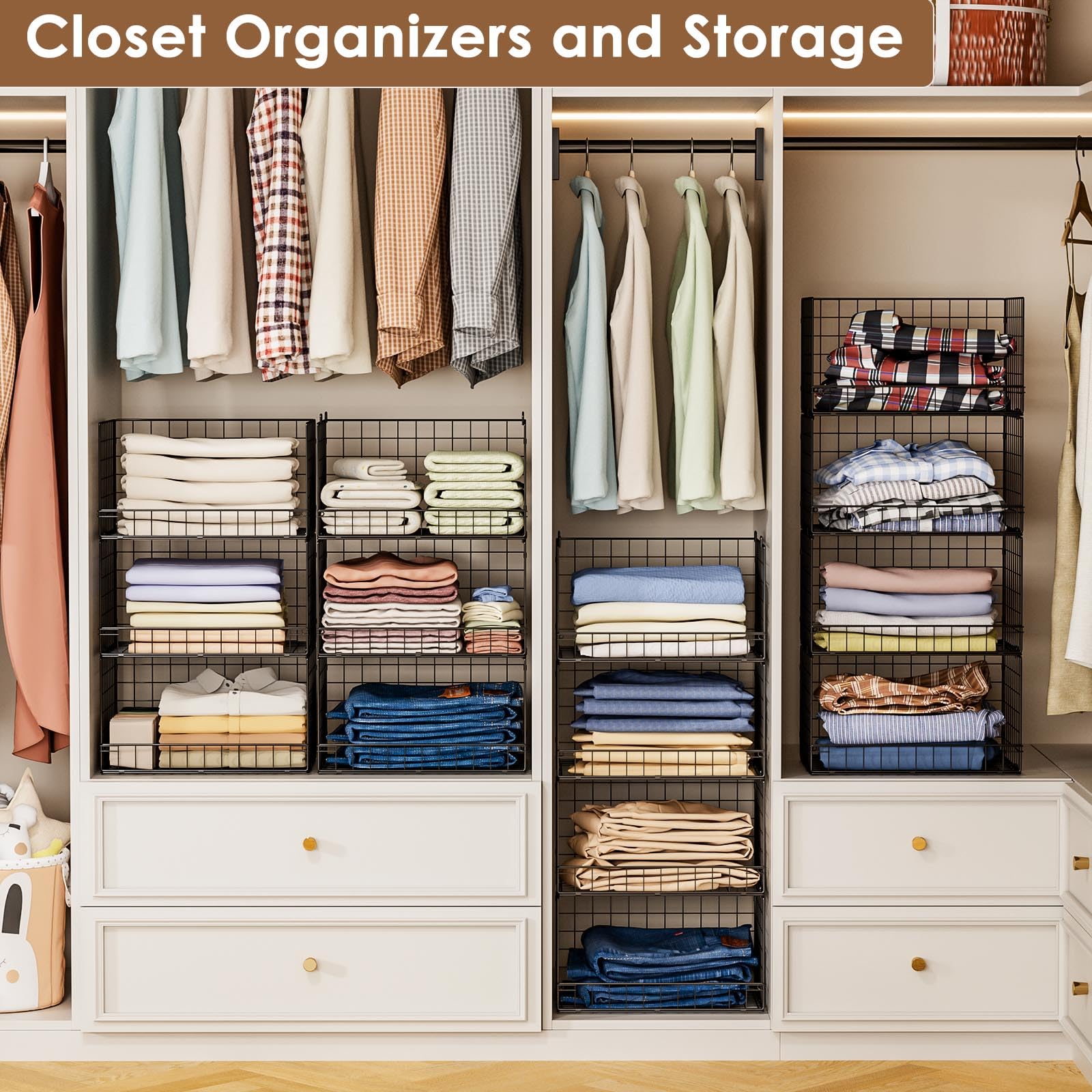 4-Tier Stackable Closet Organizer Shelves