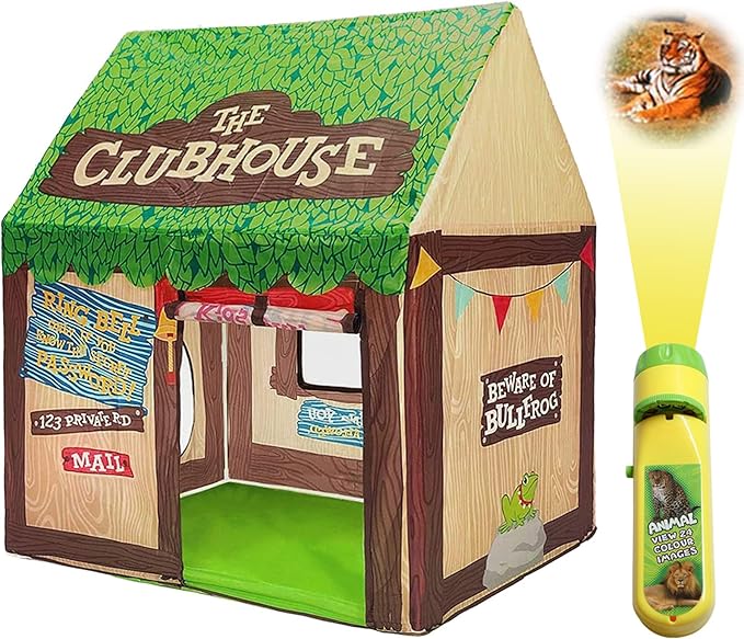 Kids Play Tent Indoor: Clubhouse Tent for Kids with Roll-up Door and Windows