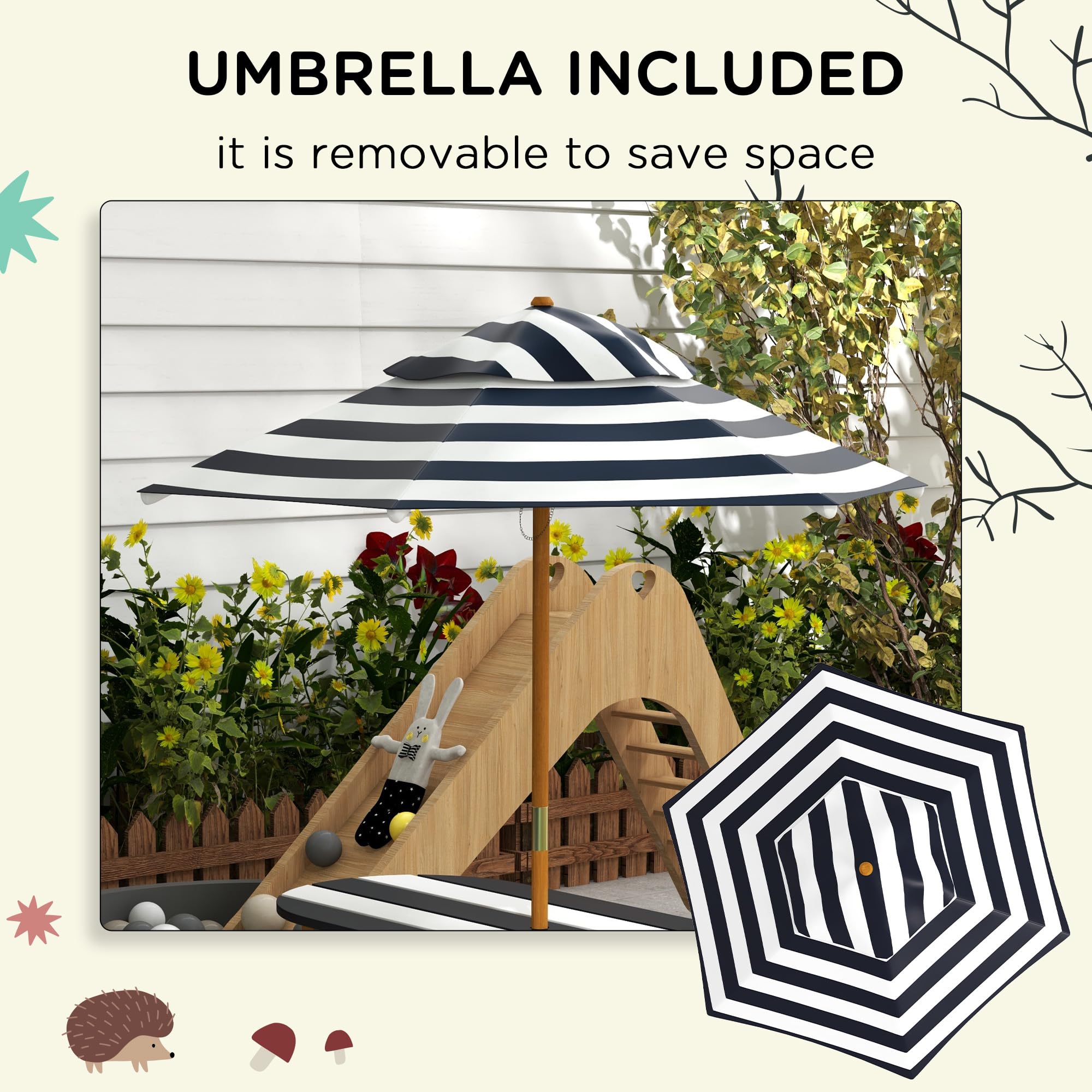 Kids Picnic Table Set with Umbrella