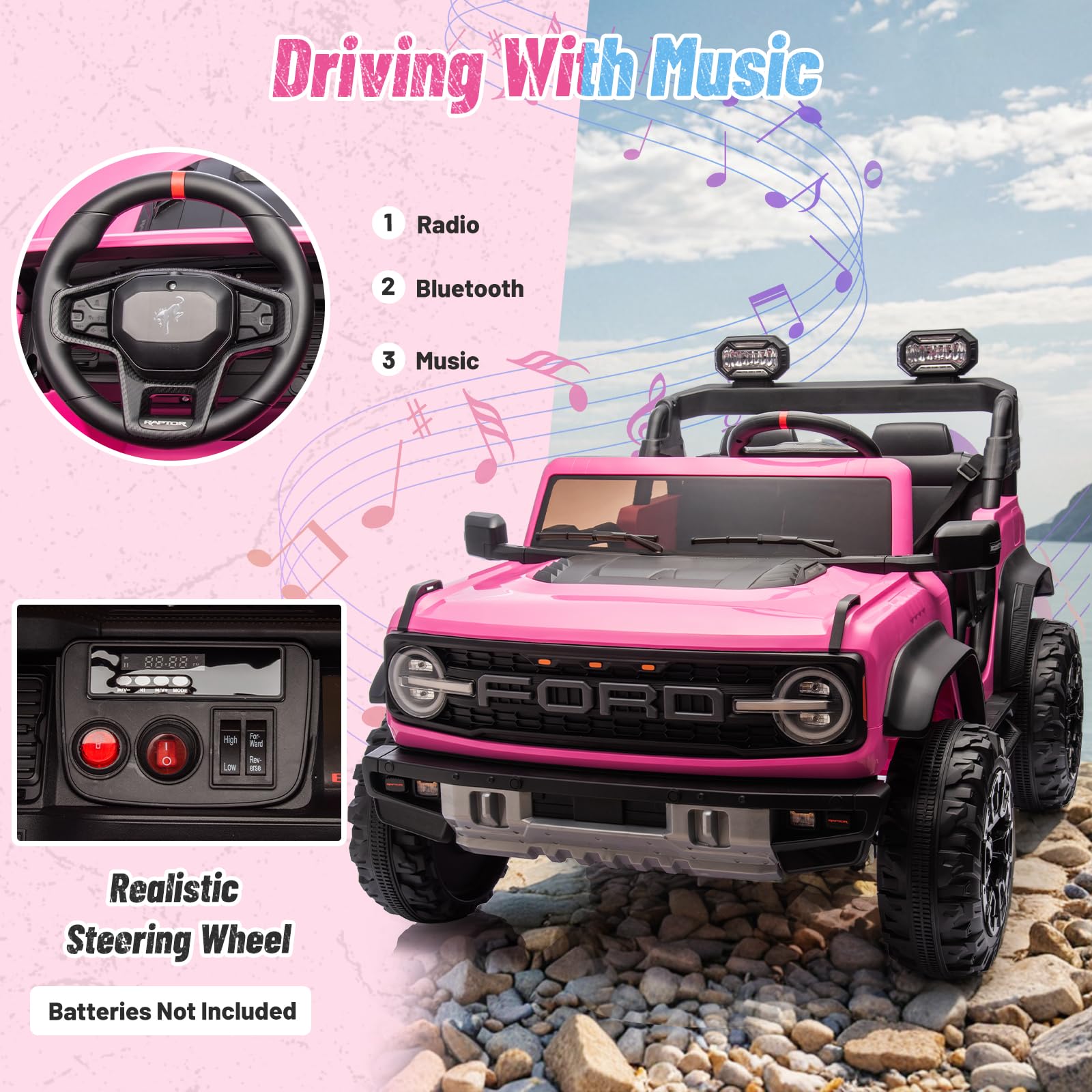 24V Licensed Ford Bronco Raptor Ride-On Car for Kids