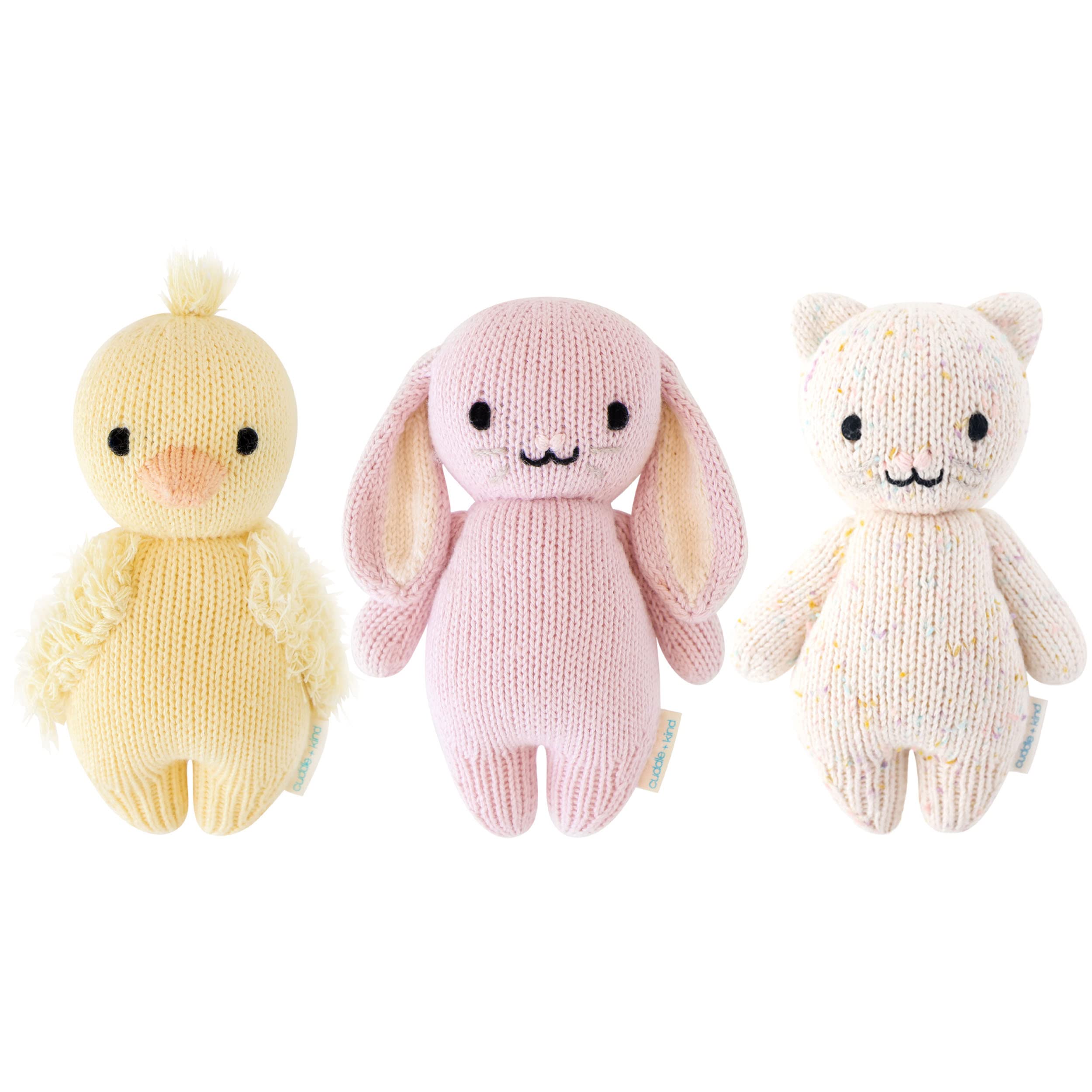 Animal Bundle - Duck, Bunny (Lilac), Kitten (Confetti) - Set of 3 Baby Lovingly Handcrafted