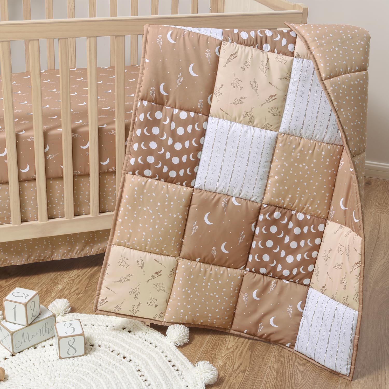 Boho Celestial Baby Crib Bedding Set 3 Piece
